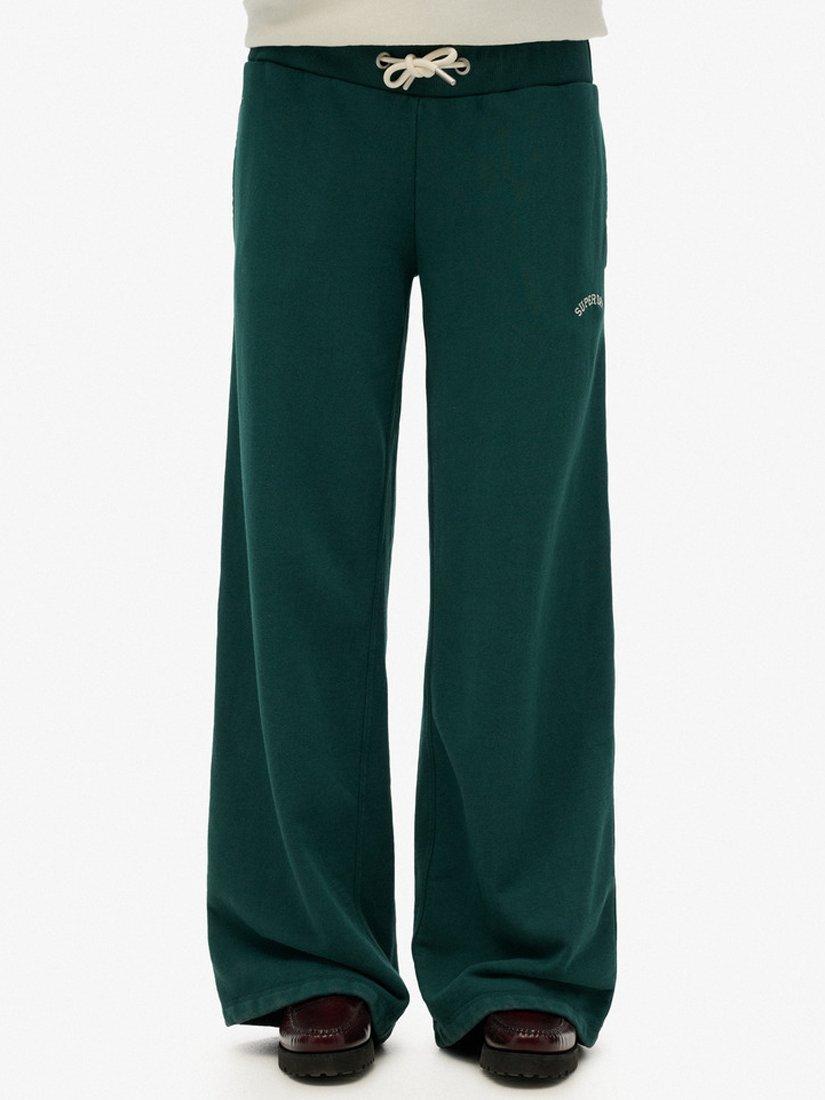 Product image 4 of 6, which shows Superdry Essential Logo Wide Leg Joggers, Dark Pine Green, 8