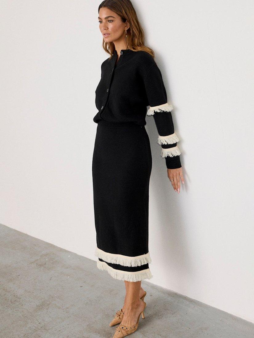 Product image 3 of 6, which shows Never Fully Dressed Knitted Fringe Skirt, Black, S