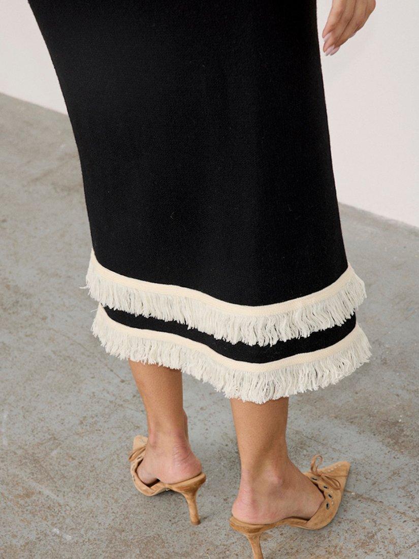 Product image 5 of 6, which shows Never Fully Dressed Knitted Fringe Skirt, Black, S