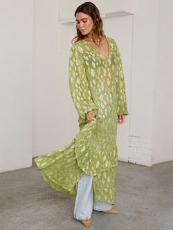 Never Fully Dressed Harmony Flecks Jacquard Dress, Green - view 2, Green