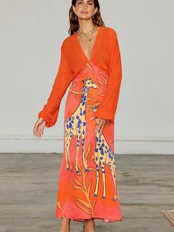 Never Fully Dressed Emma Giraffe Crochet Dress, Red, Red