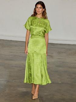 Never Fully Dressed Erin Jacquard Print Dress, Lime - view 2, Lime