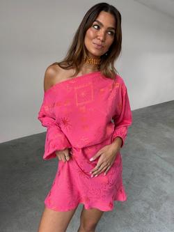 Never Fully Dressed Tilly Safari Jacquard Mini Dress, Pink, Pink
