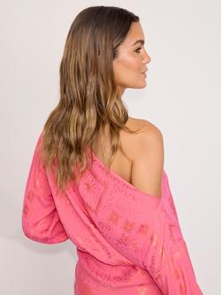 Never Fully Dressed Tilly Safari Jacquard Mini Dress, Pink - view 2, Pink