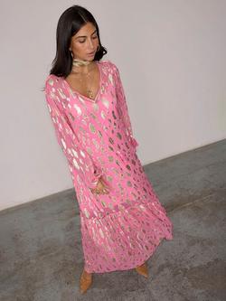 Never Fully Dressed Harmony Jacquard Dress, Pink/Gold - view 2, Pink/Gold