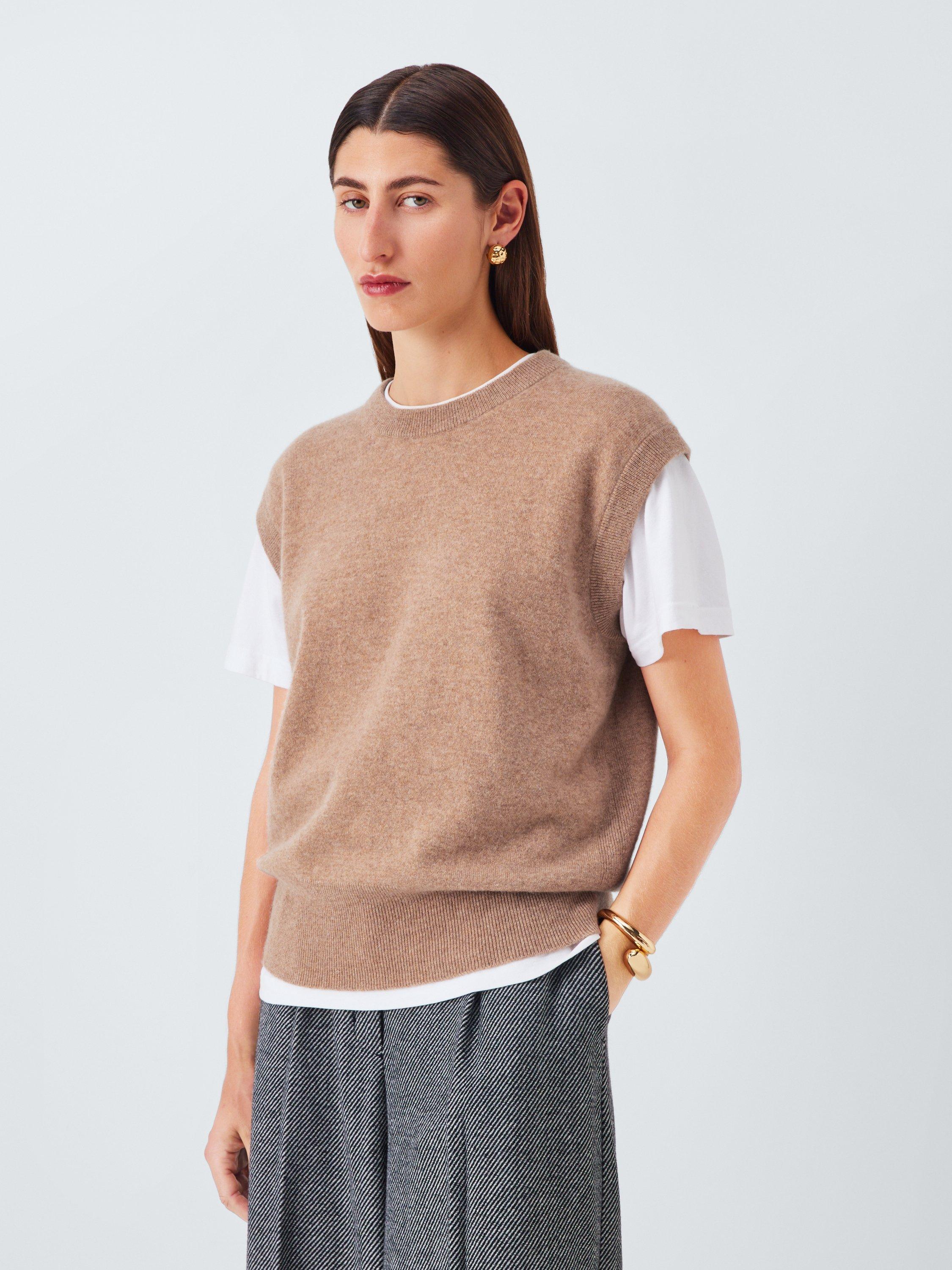 Product image 1 of 7, which shows John Lewis Cashmere Sleeveless Knit Vest, Camel, XS