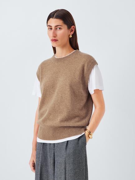 John Lewis Cashmere Sleeveless Knit Vest, Camel
