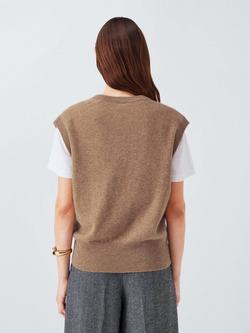John Lewis Cashmere Sleeveless Knit Vest - view 2, Camel