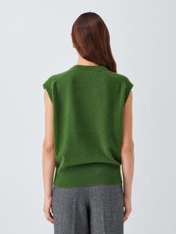 John Lewis Cashmere Sleeveless Knit Vest - view 2, Mid Green