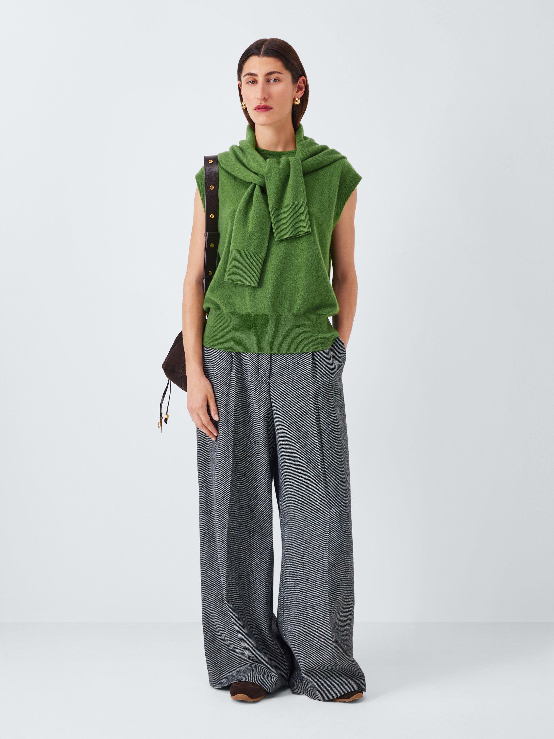Product image 3 of 6, which shows John Lewis Cashmere Sleeveless Knit Vest, Mid Green, XS