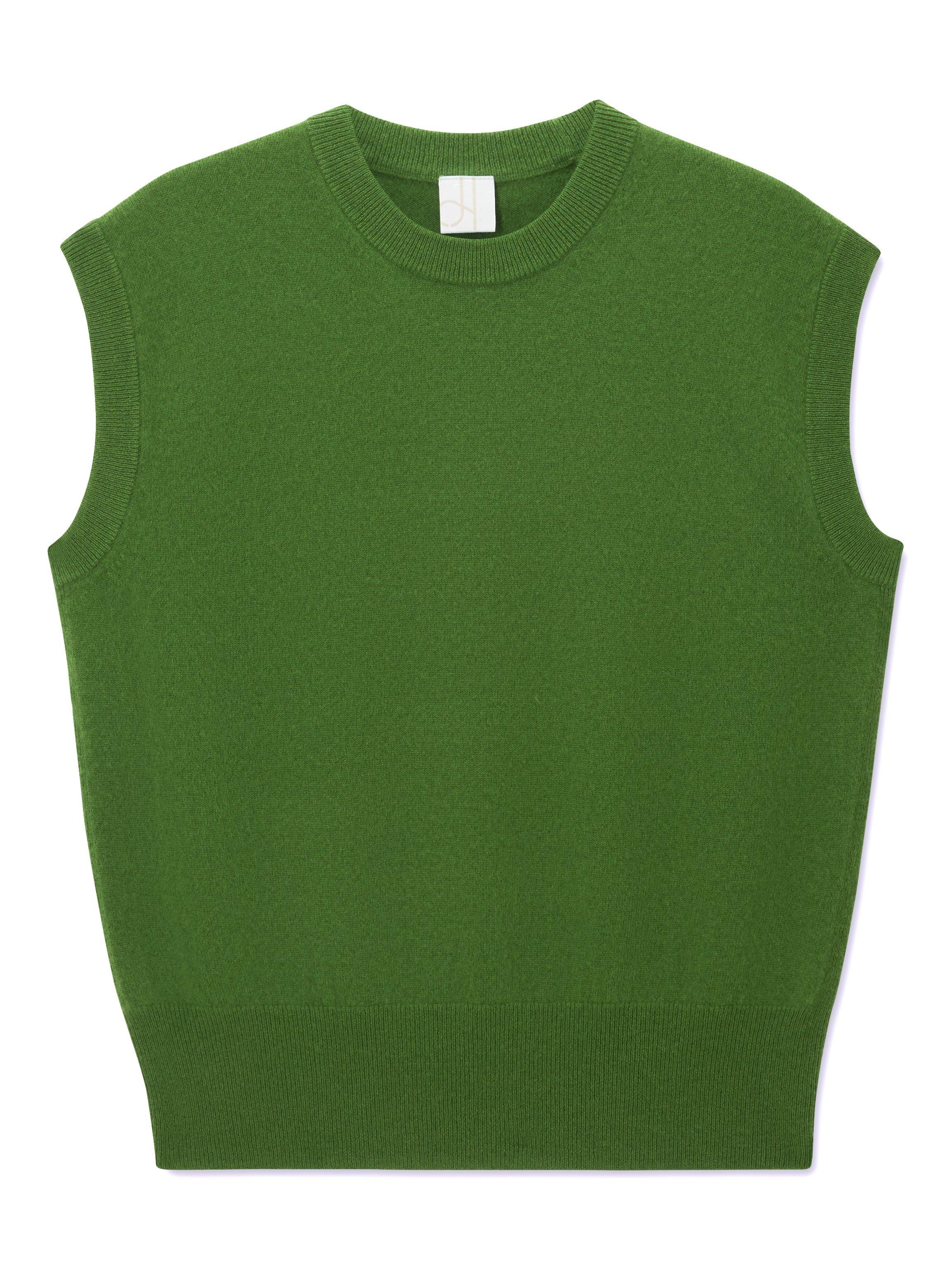 Product image 4 of 6, which shows John Lewis Cashmere Sleeveless Knit Vest, Mid Green, XS