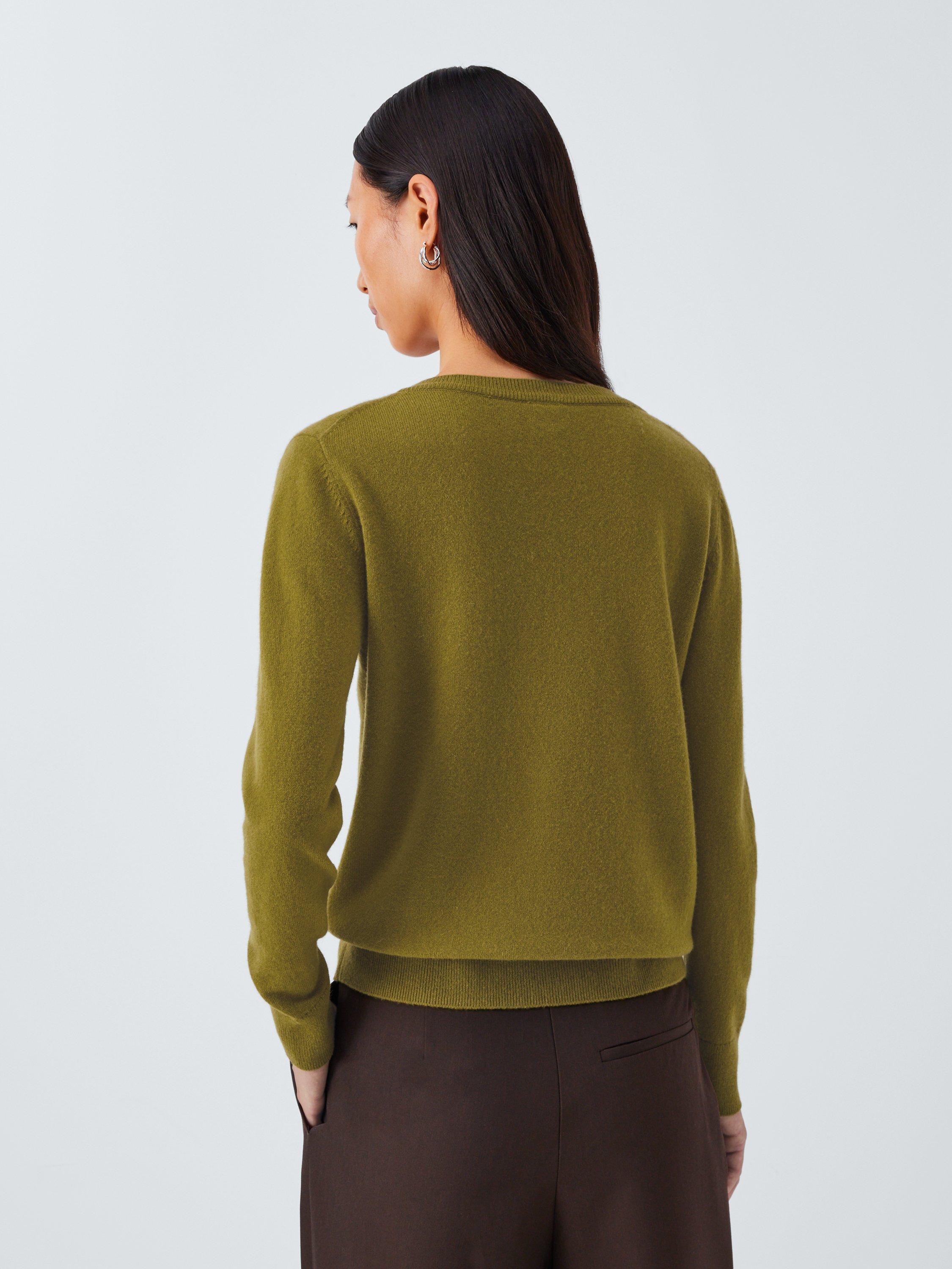 Product image 2 of 6, which shows John Lewis V-Neck Cashmere Jumper, Olive, 8