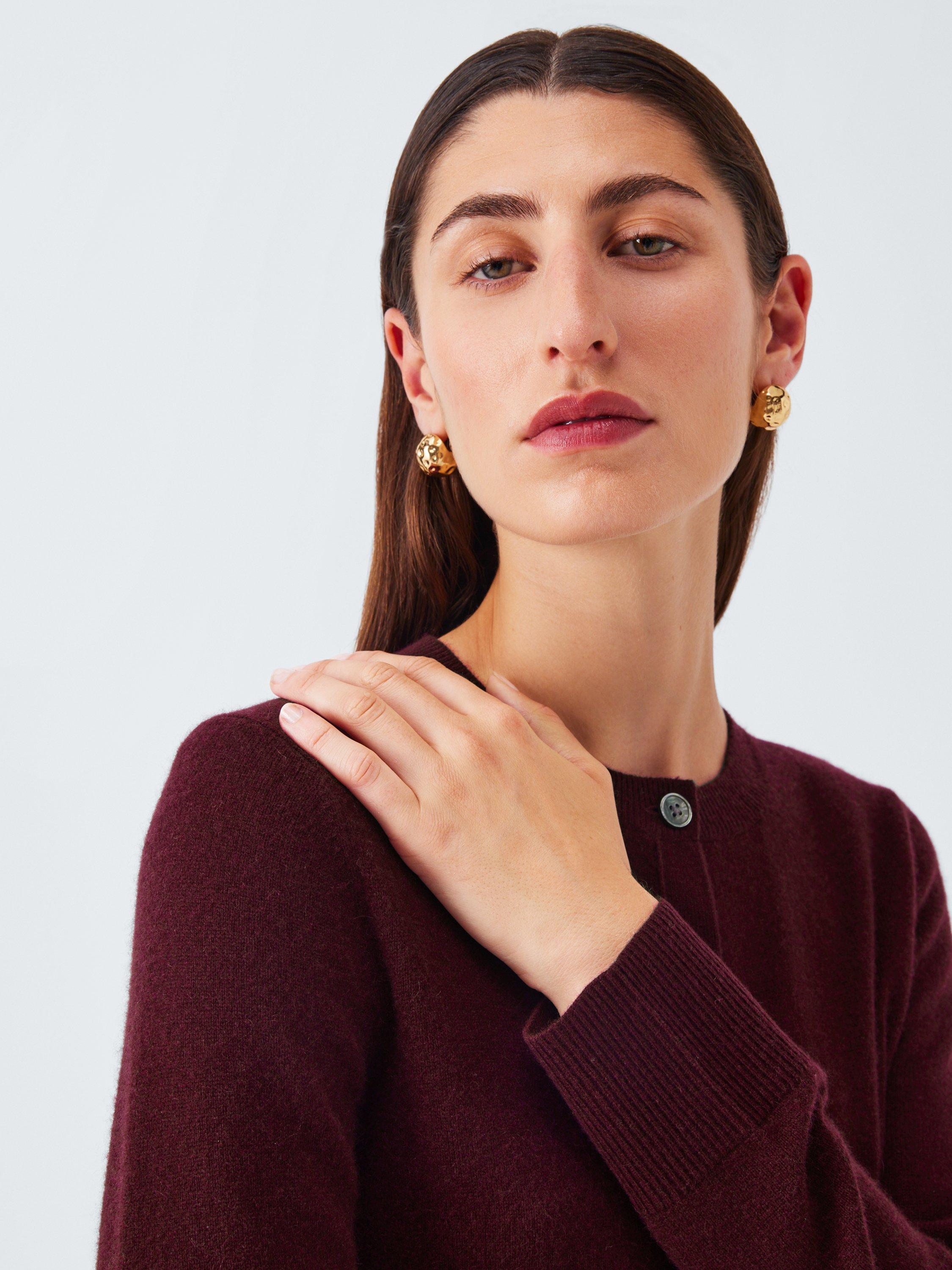 Product image 6 of 7, which shows John Lewis Cashmere Crew Neck Cardigan, Burgundy, 10