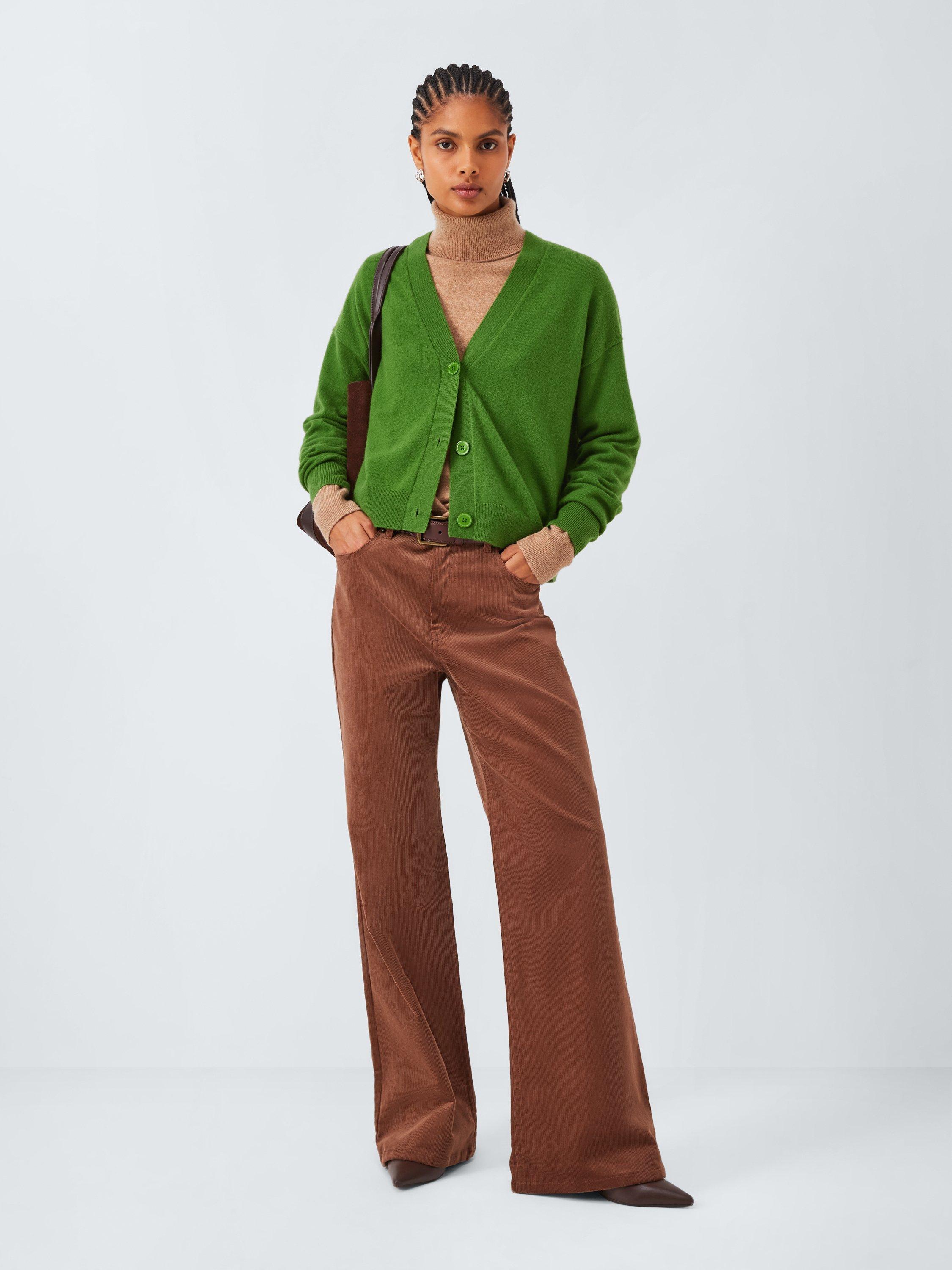 Product image 3 of 6, which shows John Lewis Cashmere V-Neck Cardigan, Green, 8
