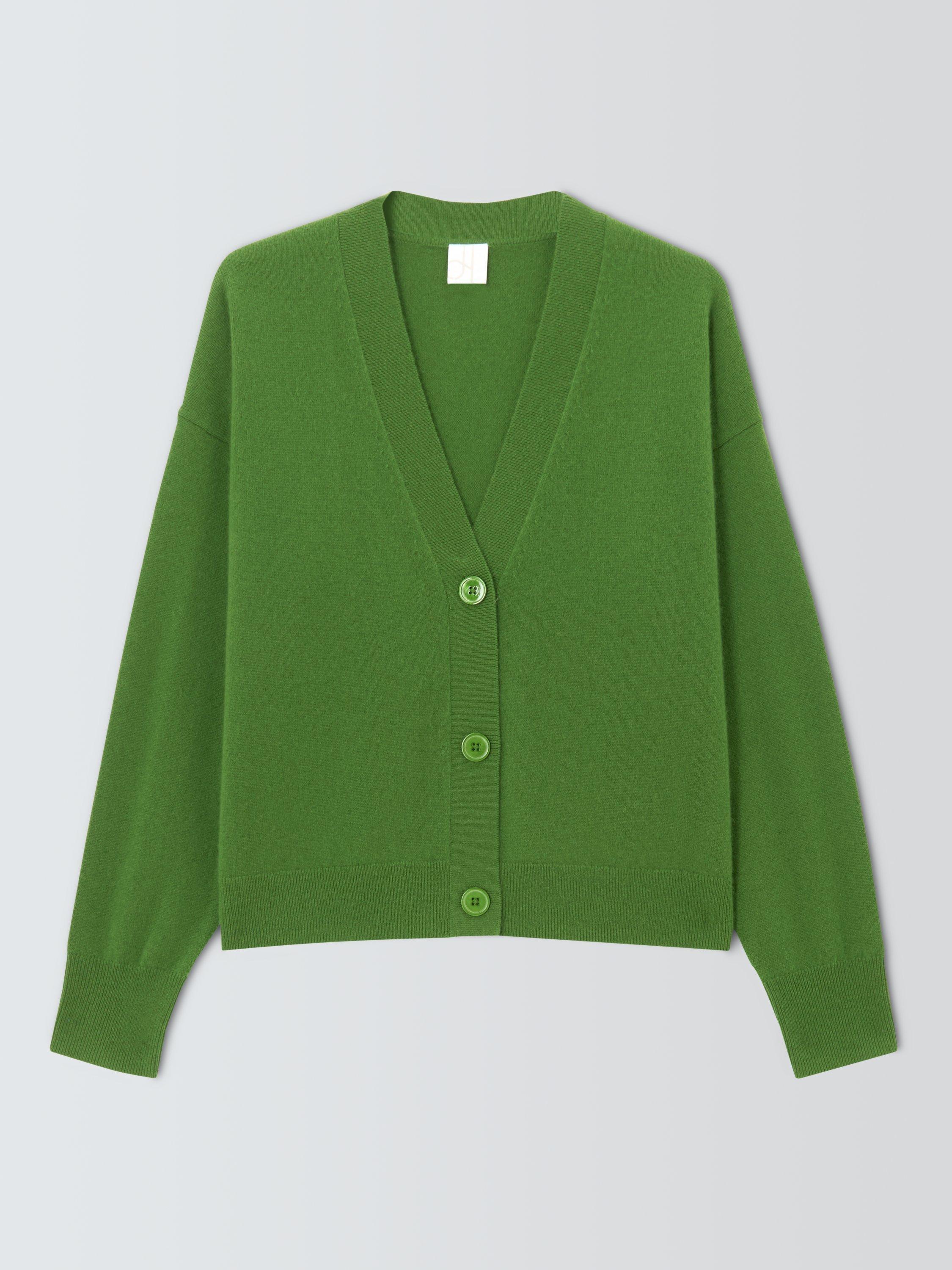 Product image 4 of 6, which shows John Lewis Cashmere V-Neck Cardigan, Green, 8
