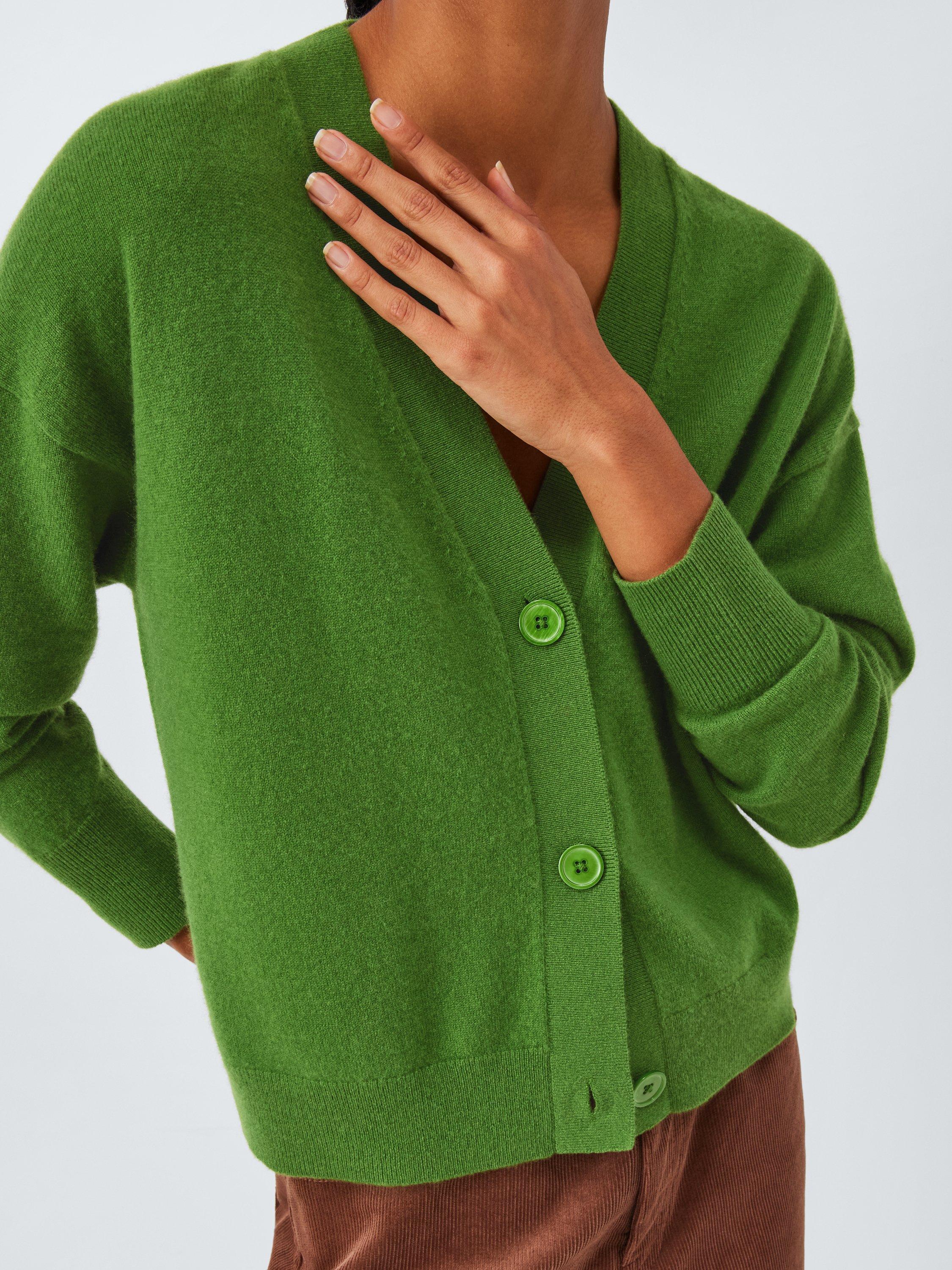 Product image 6 of 6, which shows John Lewis Cashmere V-Neck Cardigan, Green, 8