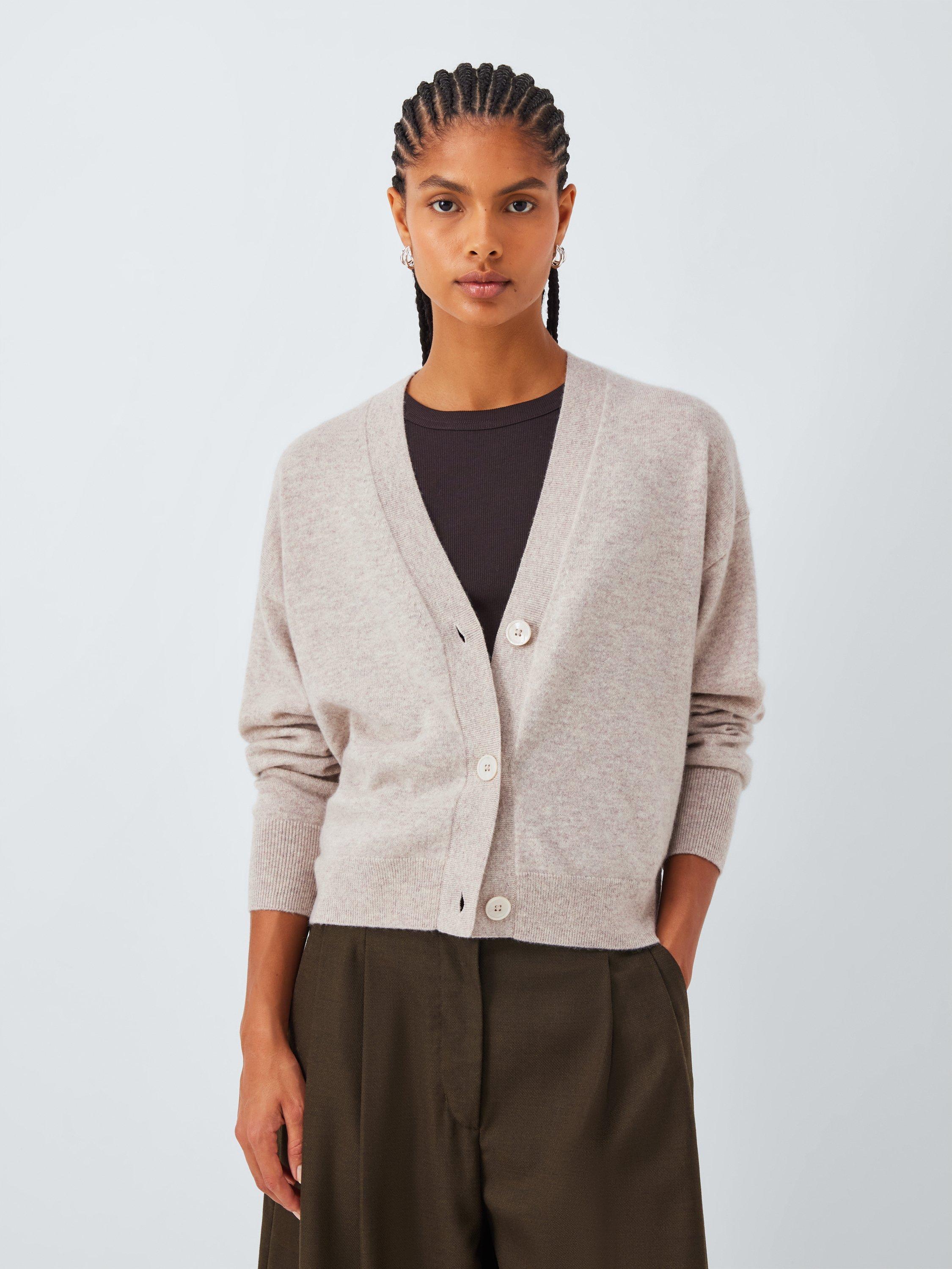 Product image 1 of 6, which shows John Lewis Cashmere V-Neck Cardigan, Oatmeal, 8