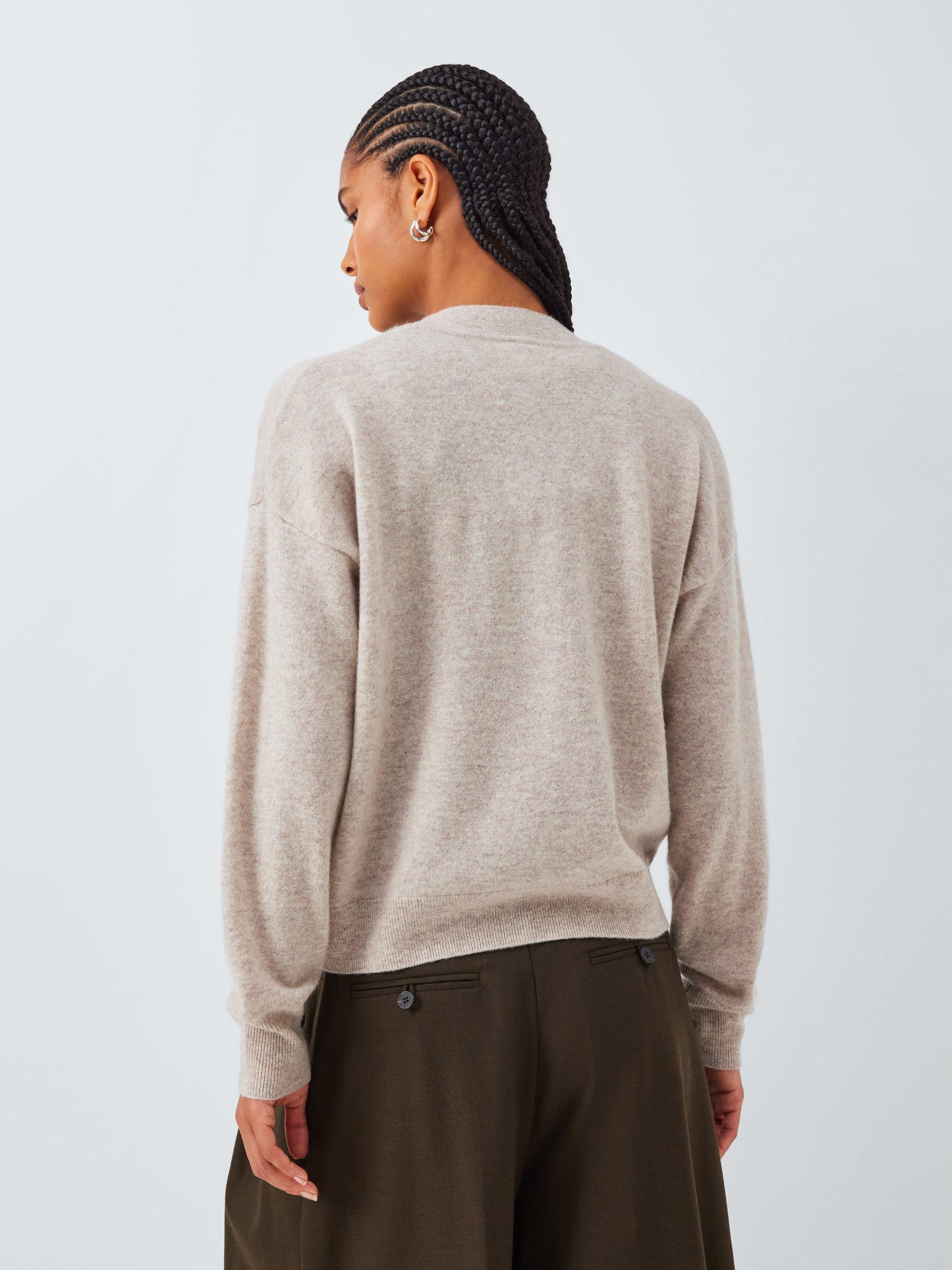 Product image 2 of 6, which shows John Lewis Cashmere V-Neck Cardigan, Oatmeal, 8