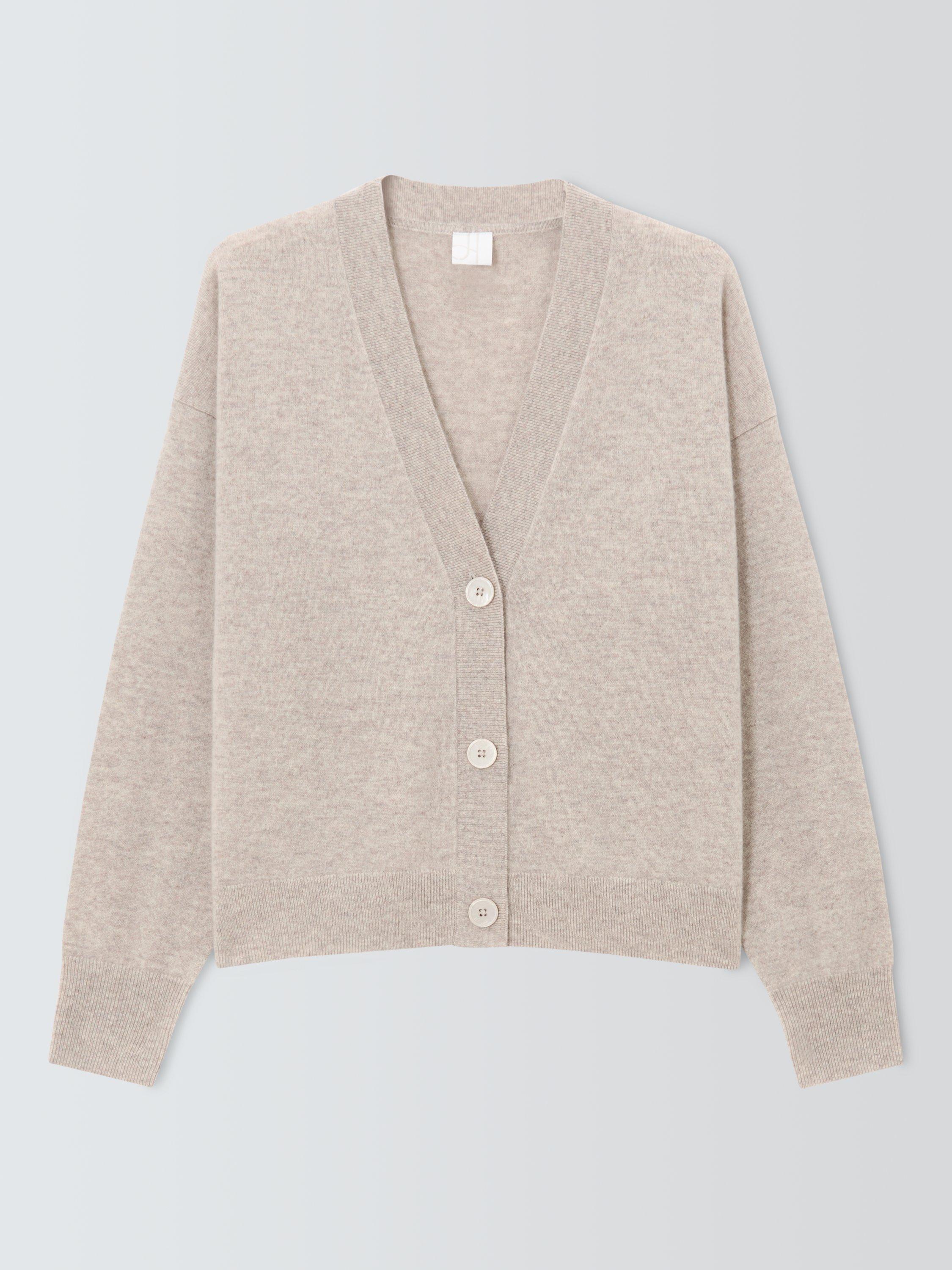 Product image 4 of 6, which shows John Lewis Cashmere V-Neck Cardigan, Oatmeal, 8