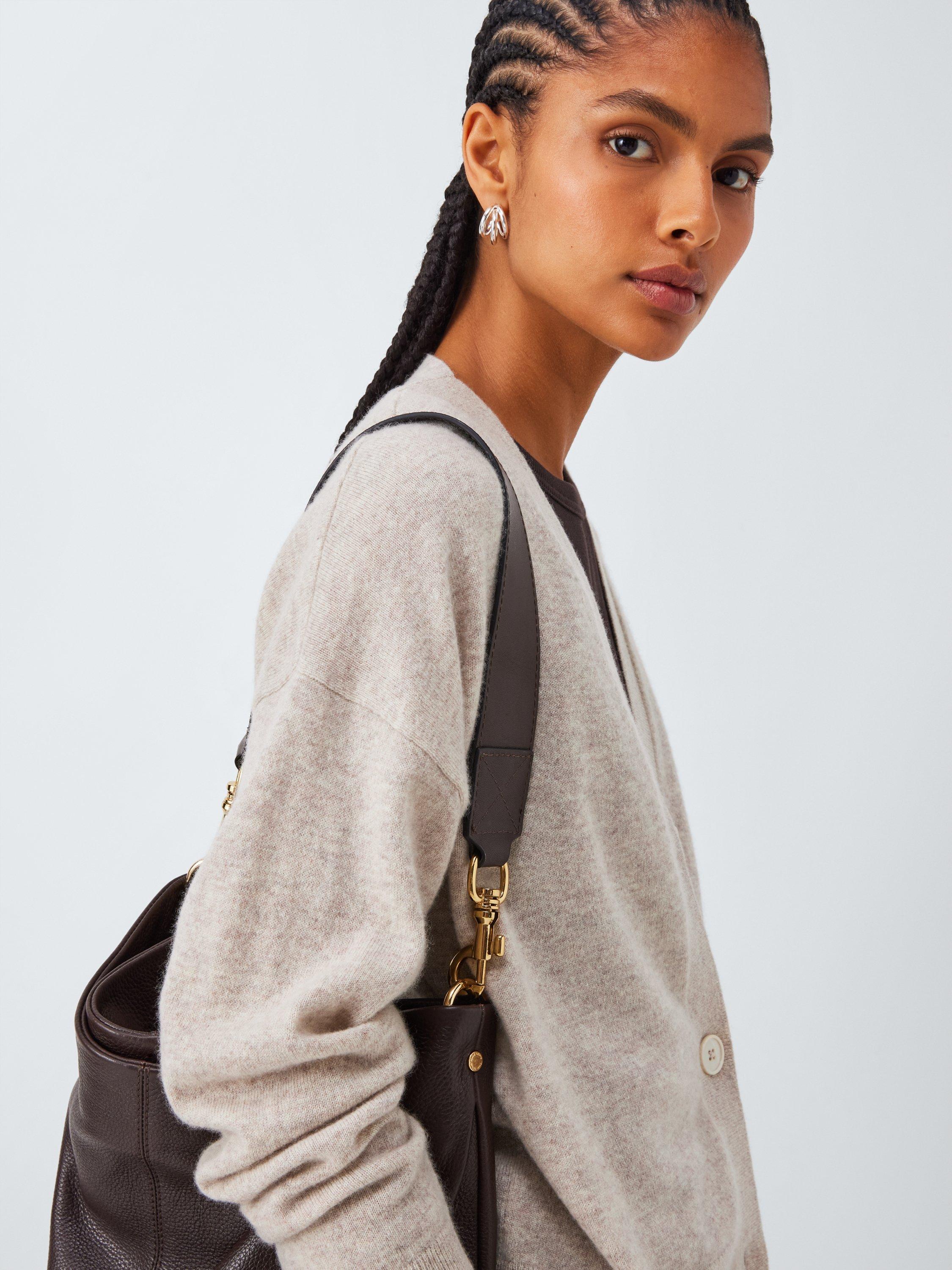 Product image 5 of 6, which shows John Lewis Cashmere V-Neck Cardigan, Oatmeal, 8