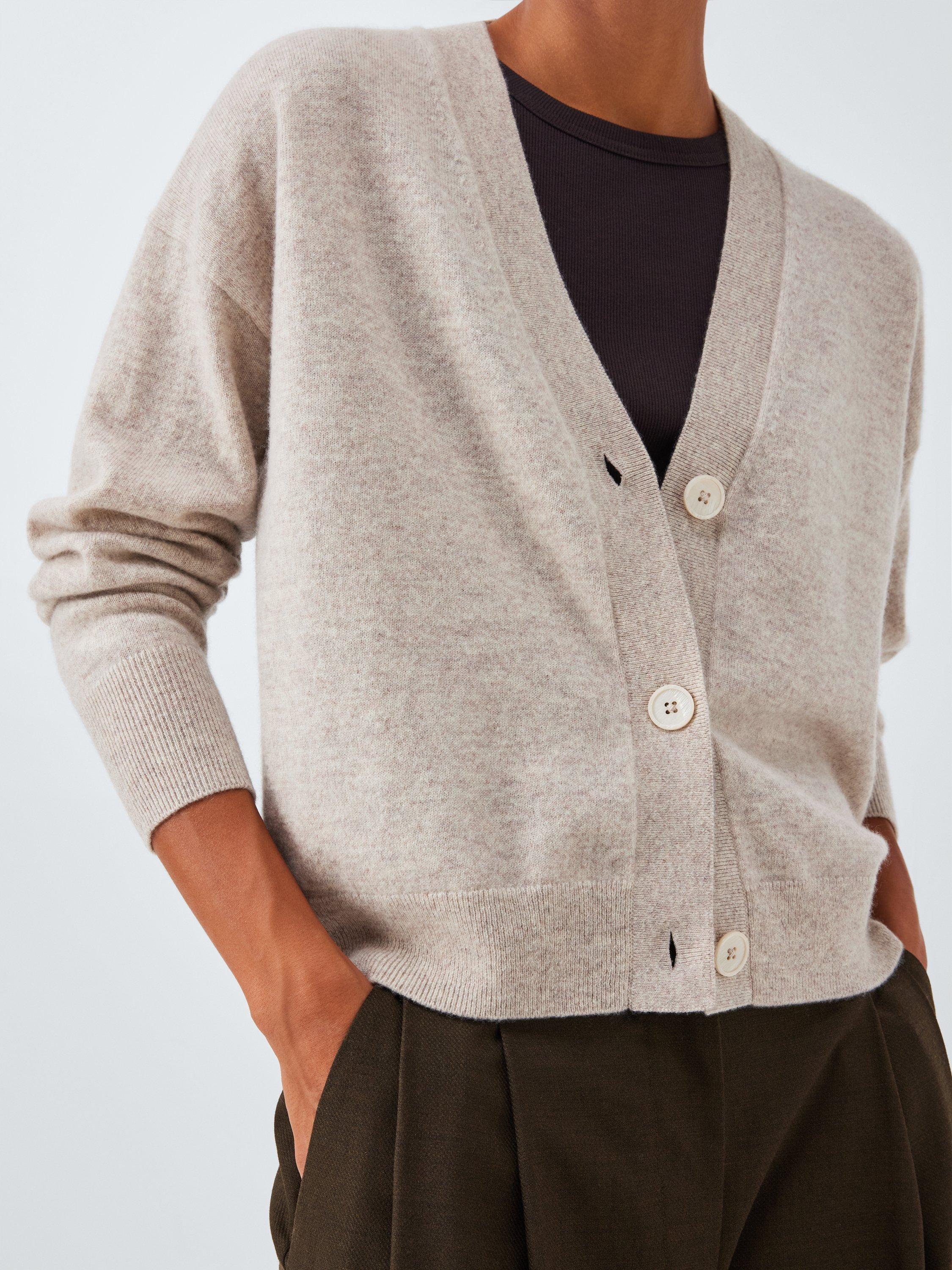 Product image 6 of 6, which shows John Lewis Cashmere V-Neck Cardigan, Oatmeal, 8