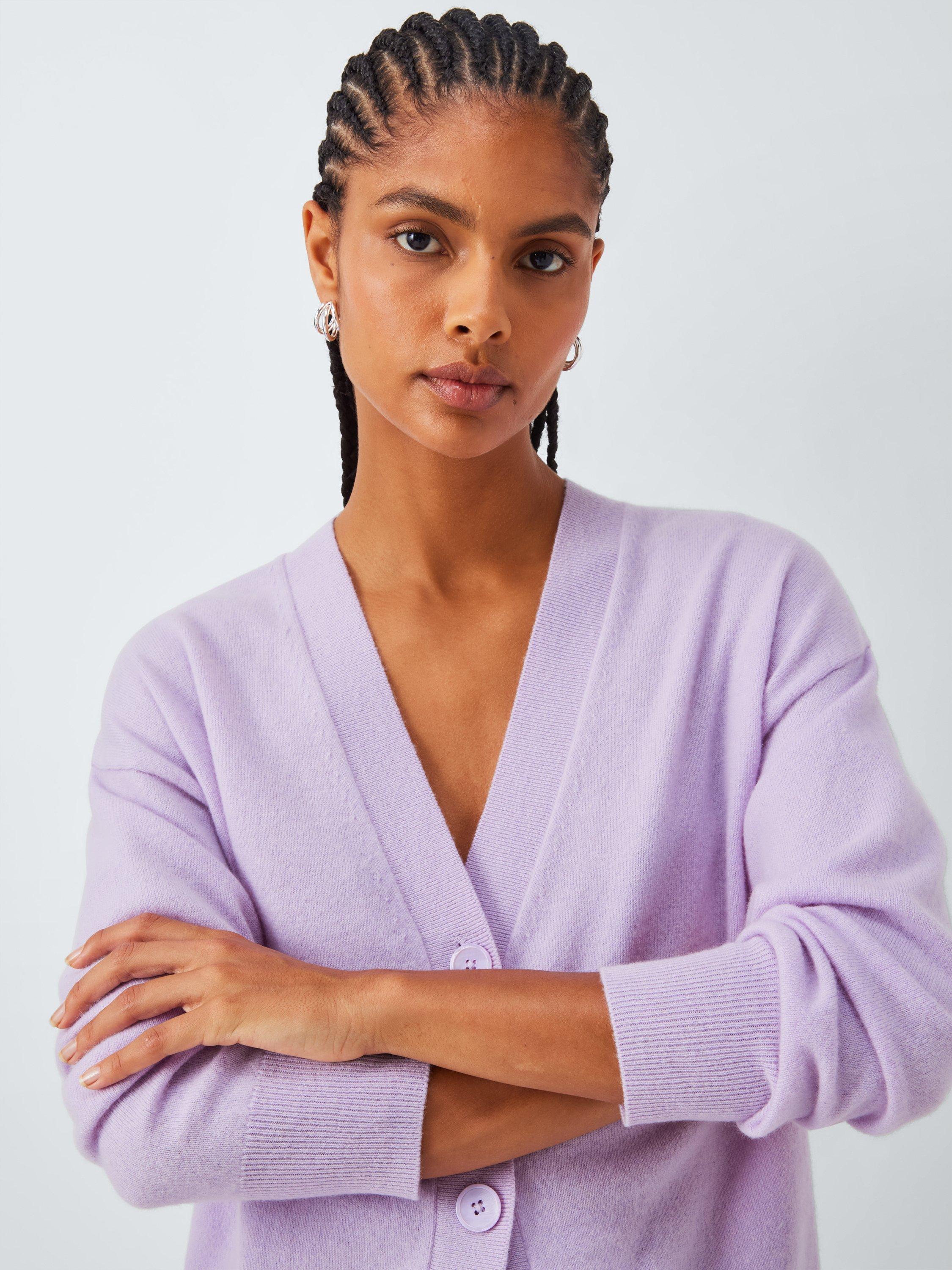 Product image 5 of 6, which shows John Lewis Cashmere V-Neck Cardigan, Lilac, 8