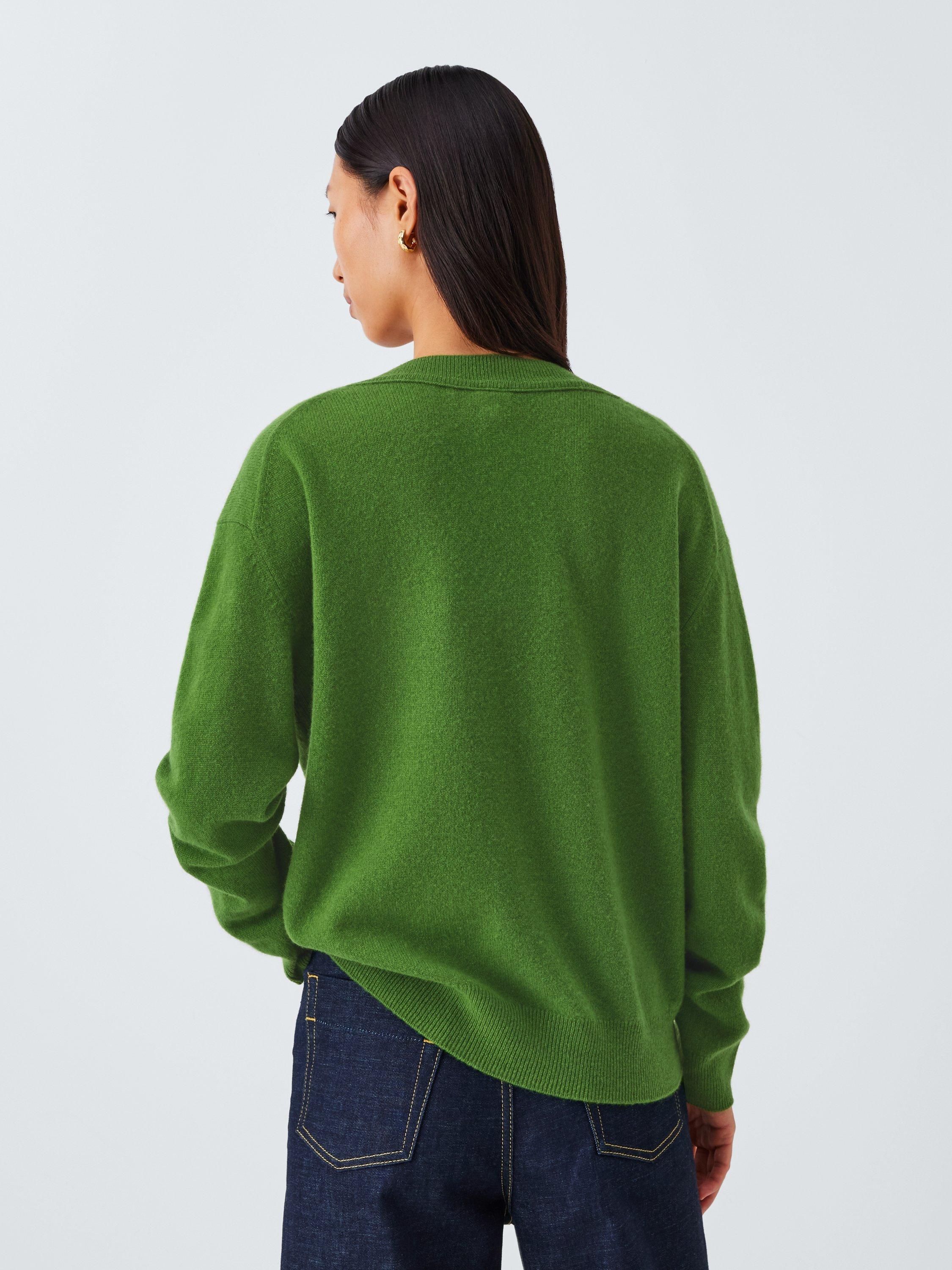Product image 2 of 6, which shows John Lewis V-Neck Cashmere Jumper, Green, 8