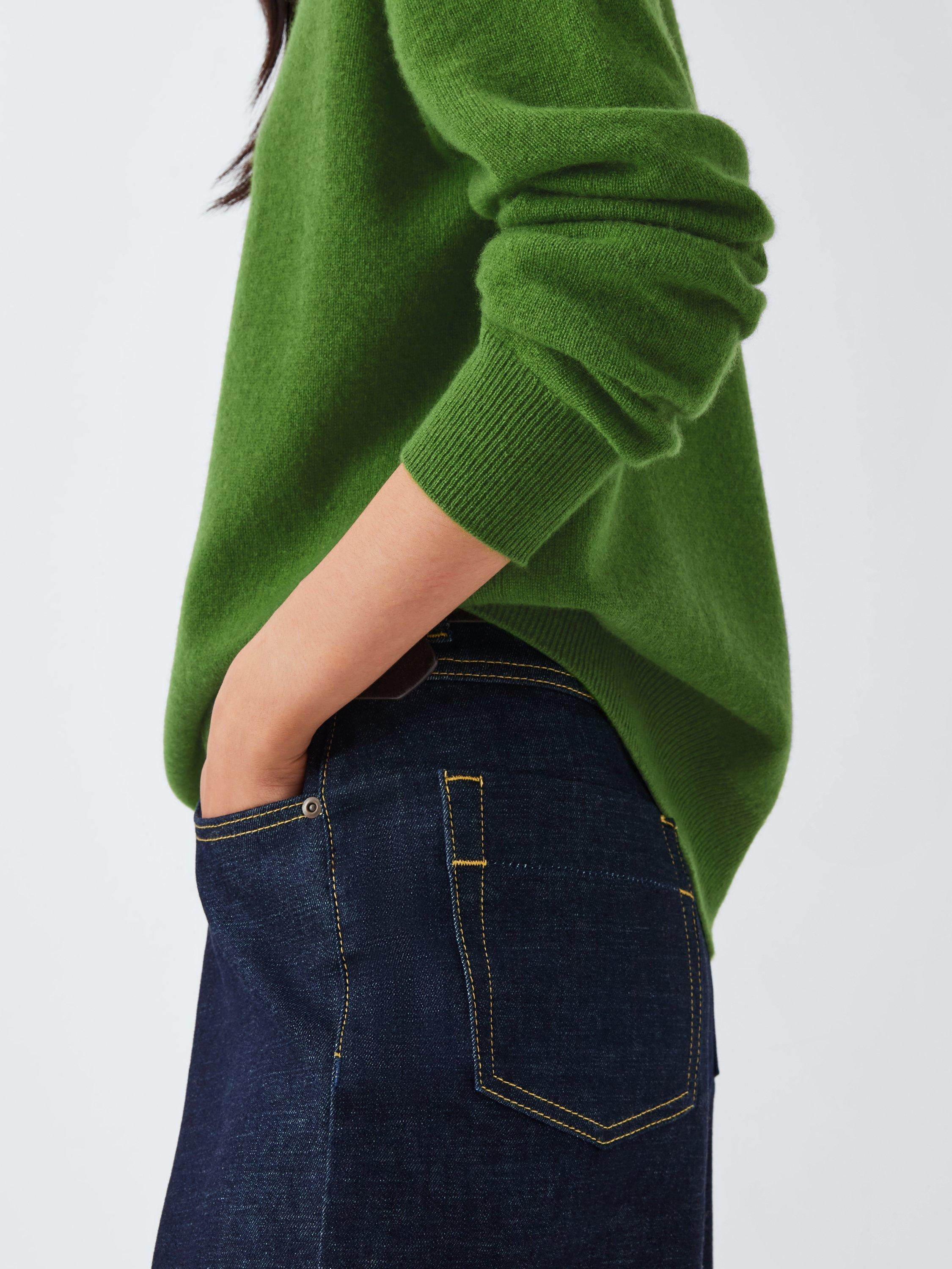 Product image 6 of 6, which shows John Lewis V-Neck Cashmere Jumper, Green, 8