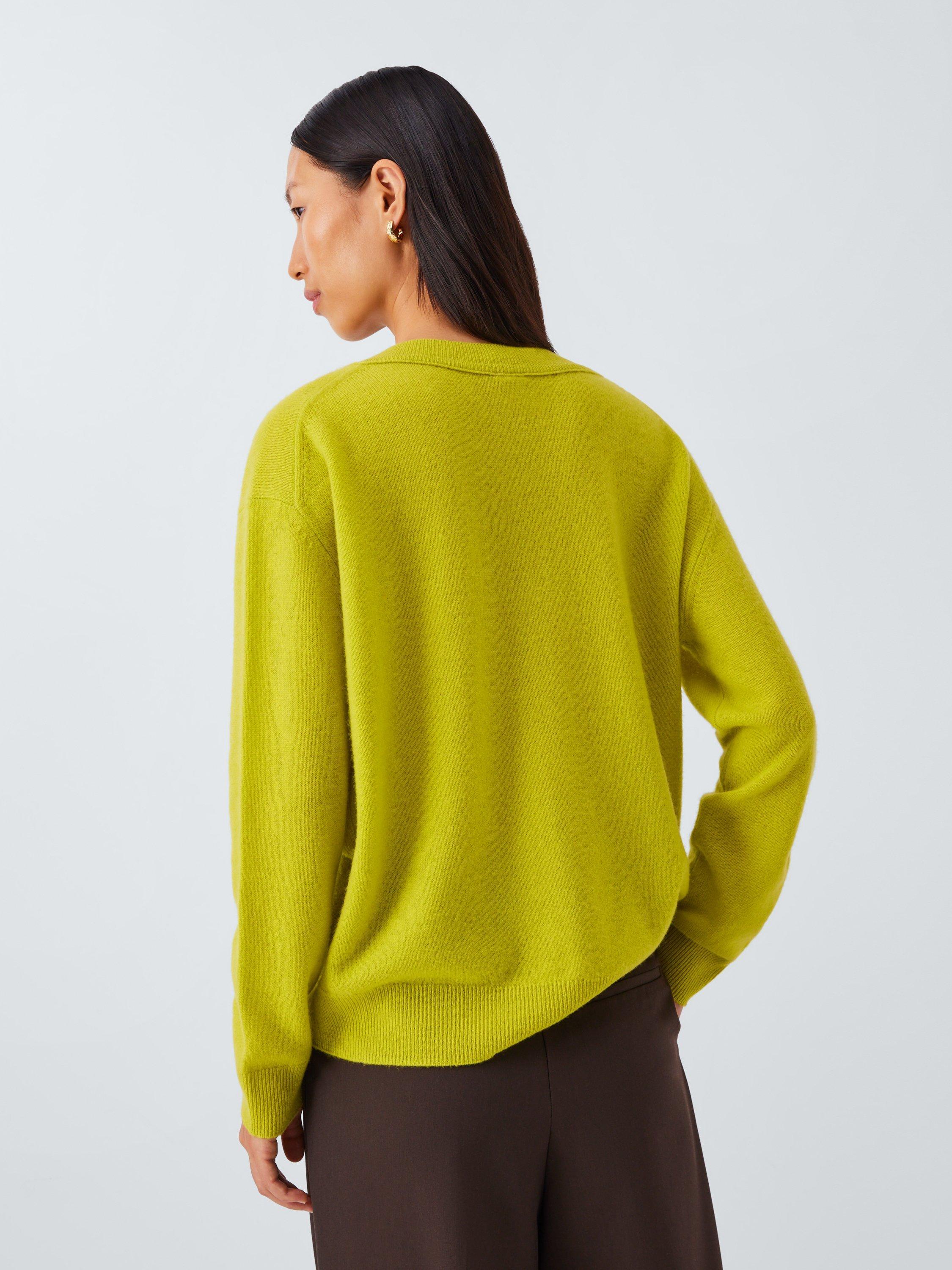 Product image 2 of 6, which shows John Lewis V-Neck Cashmere Jumper, Lime Green, 8