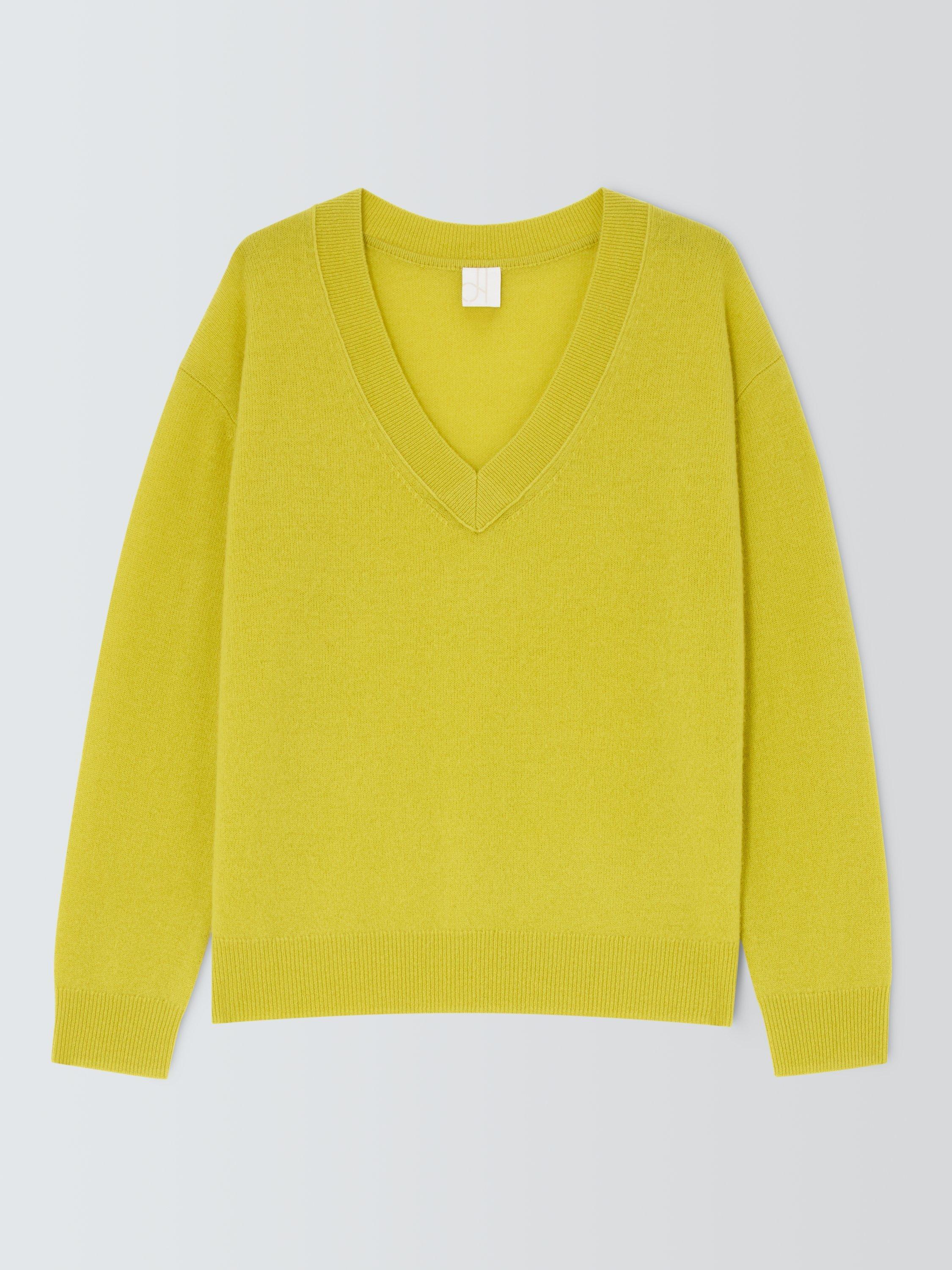 Product image 4 of 6, which shows John Lewis V-Neck Cashmere Jumper, Lime Green, 8