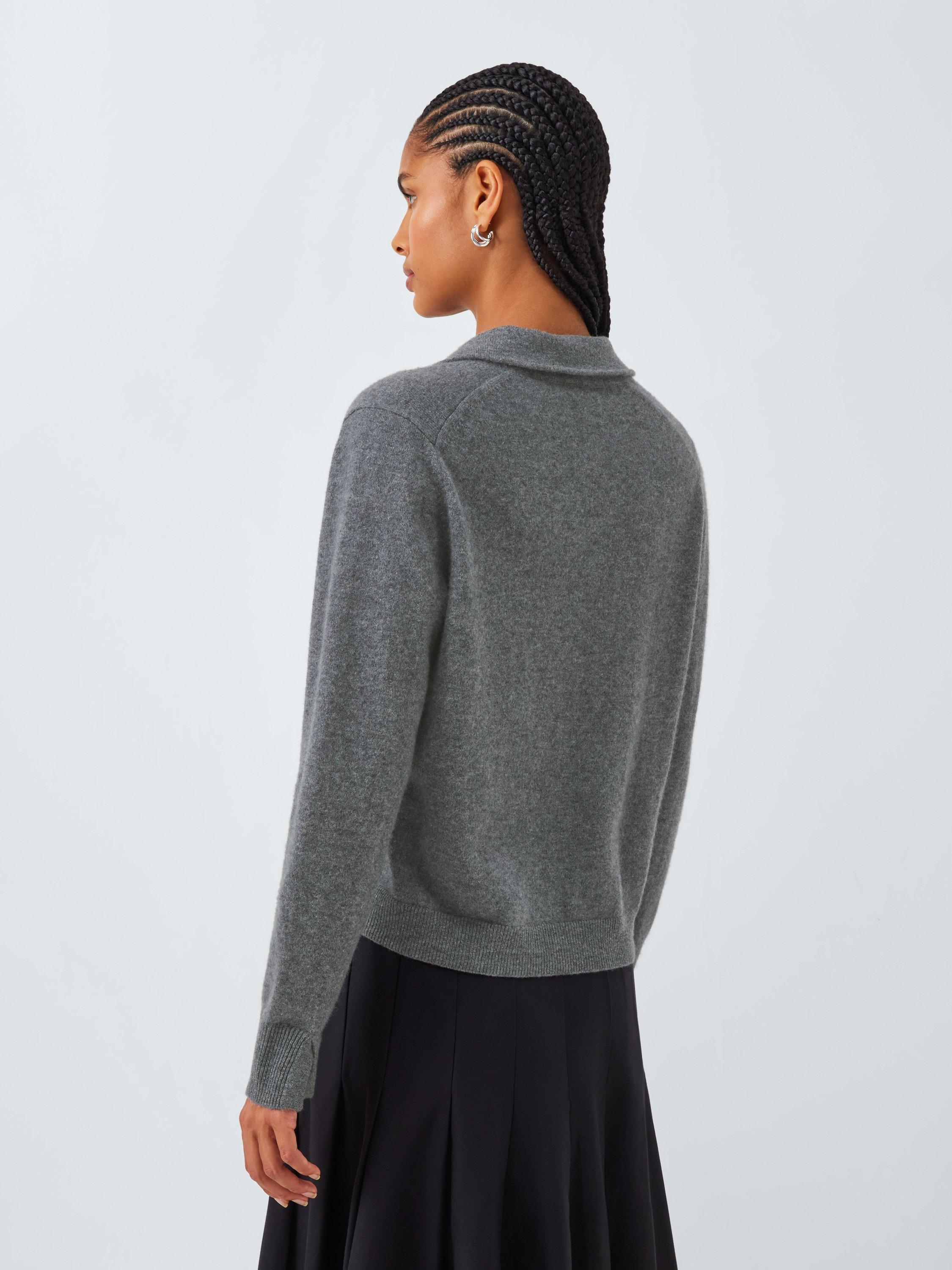 Product image 2 of 8, which shows John Lewis Cashmere Collar Cardigan, Grey, 12