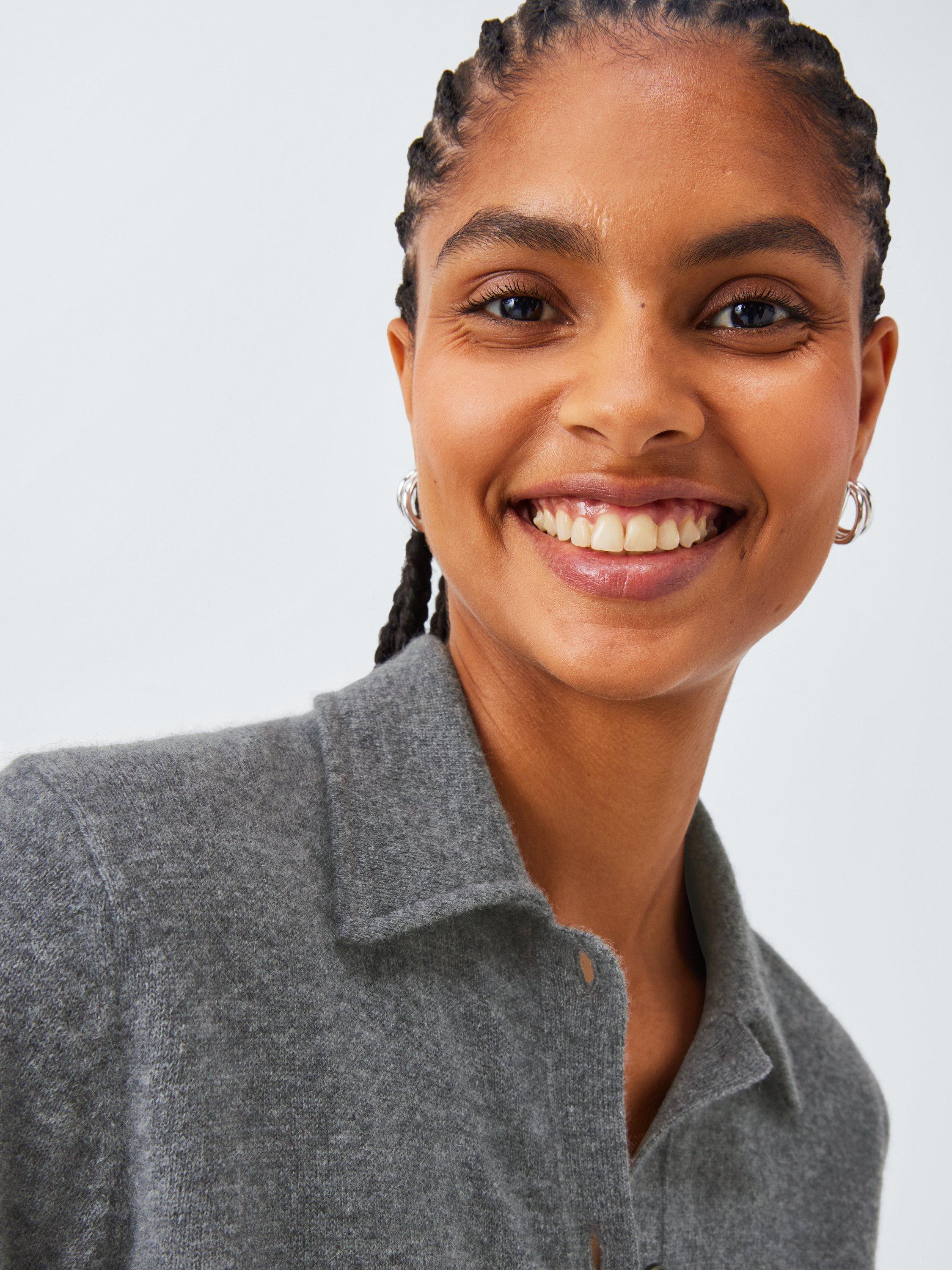 Product image 6 of 8, which shows John Lewis Cashmere Collar Cardigan, Grey, 12