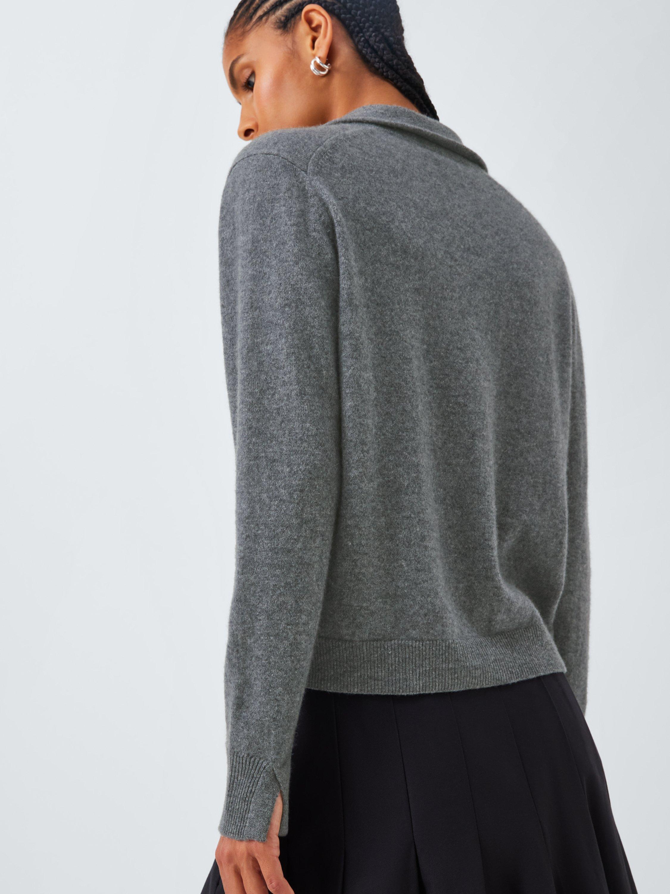 Product image 7 of 8, which shows John Lewis Cashmere Collar Cardigan, Grey, 12