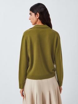 John Lewis Cashmere Collar Cardigan - view 2, Green
