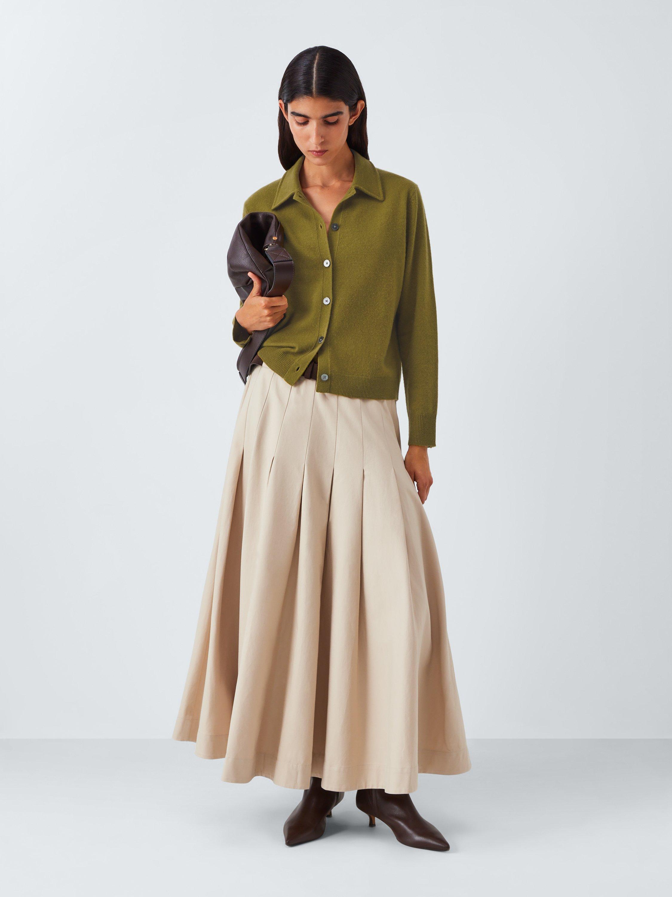 Product image 4 of 7, which shows John Lewis Cashmere Collar Cardigan, Green, 18