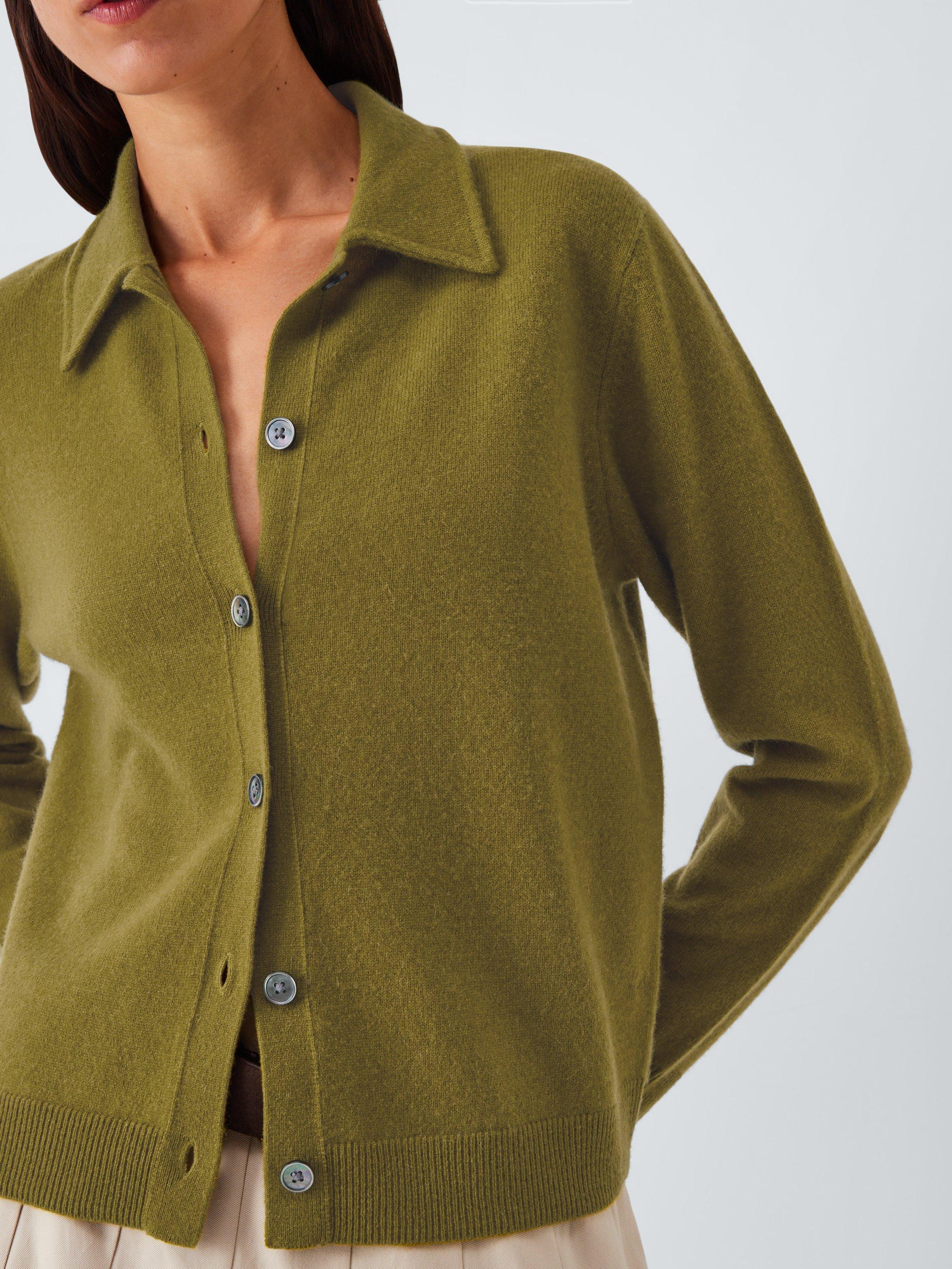 Product image 7 of 7, which shows John Lewis Cashmere Collar Cardigan, Green, 18