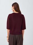 John Lewis Half Sleeve Crew Neck Cashmere Jumper, Berry