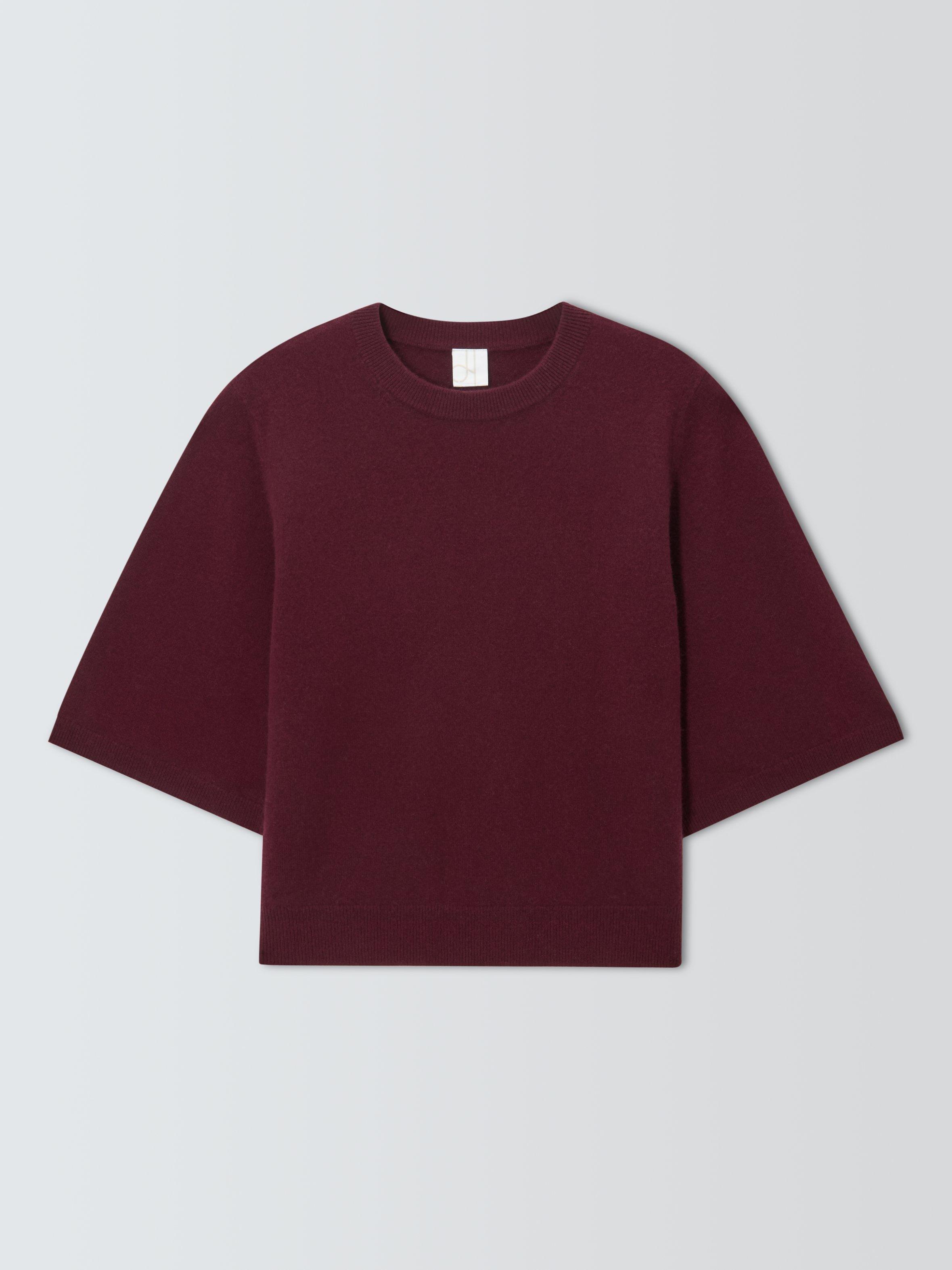Product image 4 of 6, which shows John Lewis Half Sleeve Crew Neck Cashmere Jumper, Berry, 8