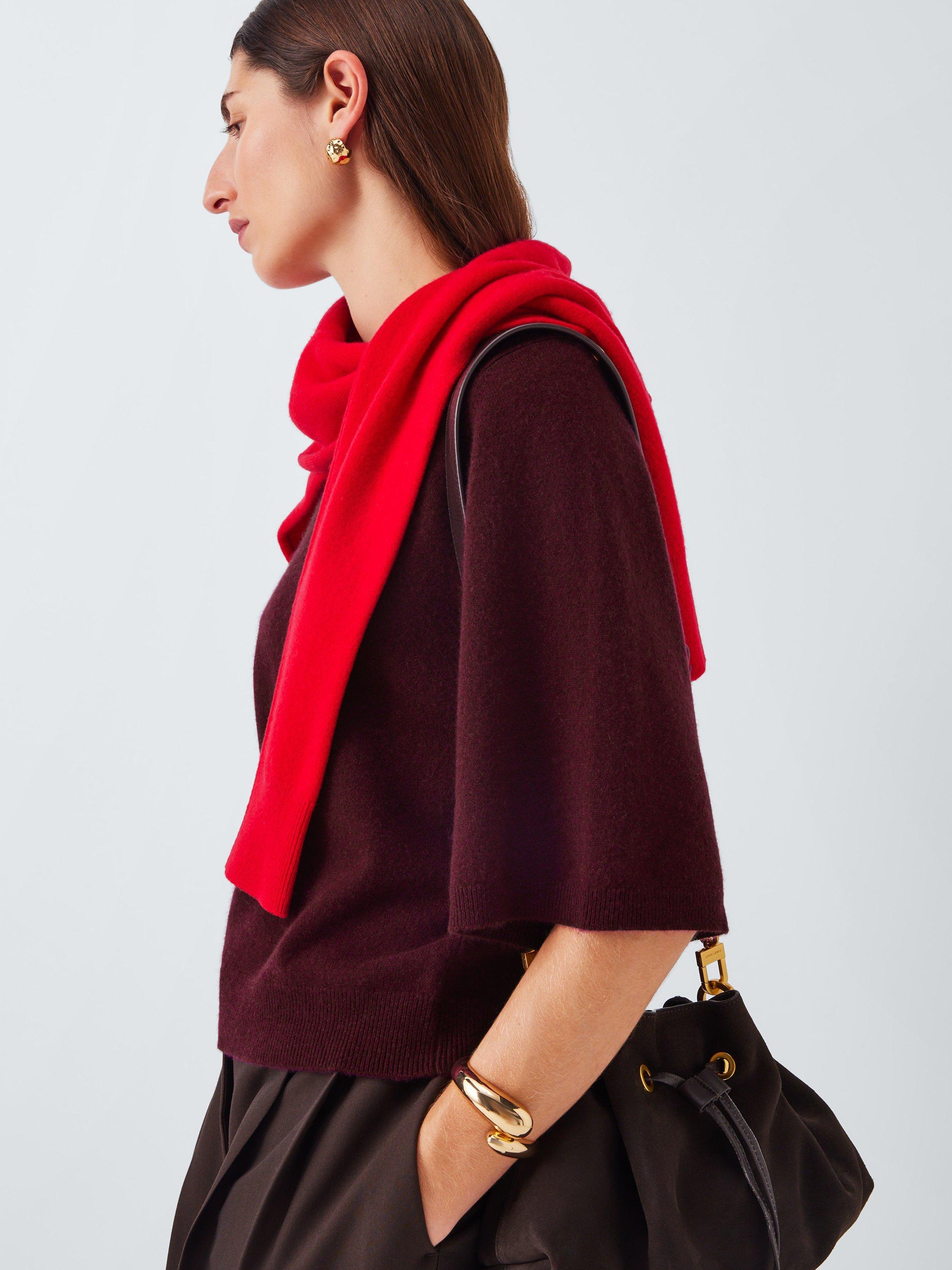 Product image 6 of 6, which shows John Lewis Half Sleeve Crew Neck Cashmere Jumper, Berry, 8