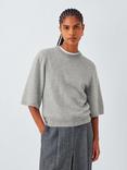 John Lewis Half Sleeve Crew Neck Cashmere Jumper, Light Grey