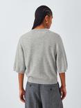 John Lewis Half Sleeve Crew Neck Cashmere Jumper, Light Grey