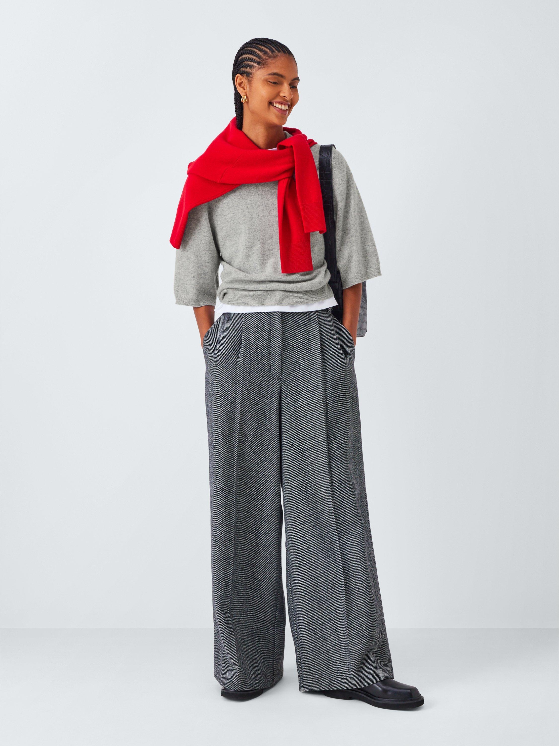 Product image 4 of 7, which shows John Lewis Cashmere Half Sleeve Crew Neck Jumper, Light Grey, 10