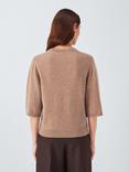 John Lewis Half Sleeve Crew Neck Cashmere Jumper, Camel