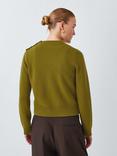 John Lewis Cashmere Crew Neck Button Trim Jumper, Green