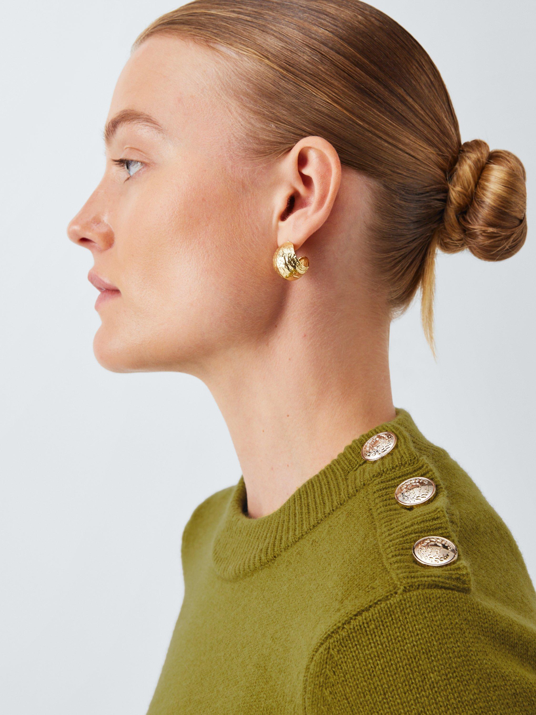 Product image 5 of 6, which shows John Lewis Cashmere Crew Neck Button Trim Jumper, Green, 10