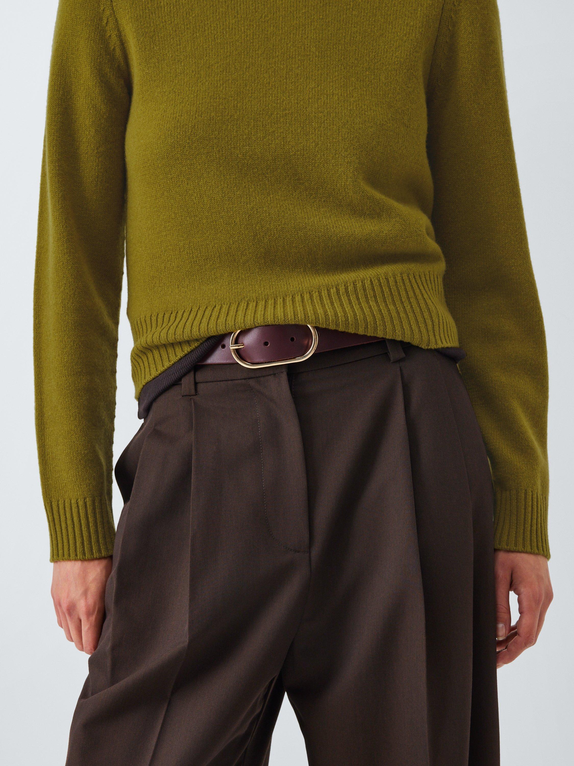 Product image 6 of 6, which shows John Lewis Cashmere Crew Neck Button Trim Jumper, Green, 10