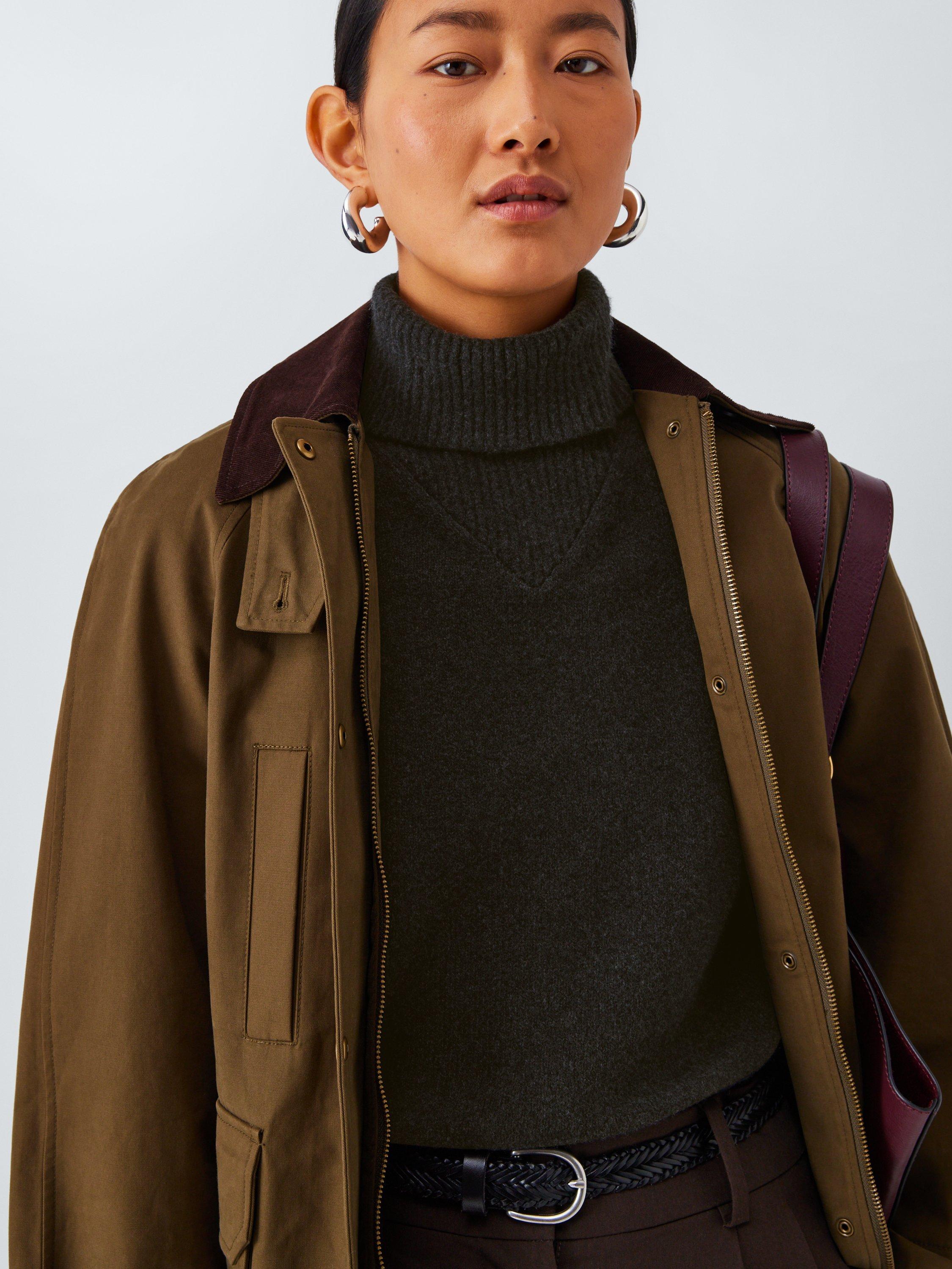 Product image 6 of 7, which shows John Lewis Cashmere Split Roll Neck Detail Jumper, Charcoal, S