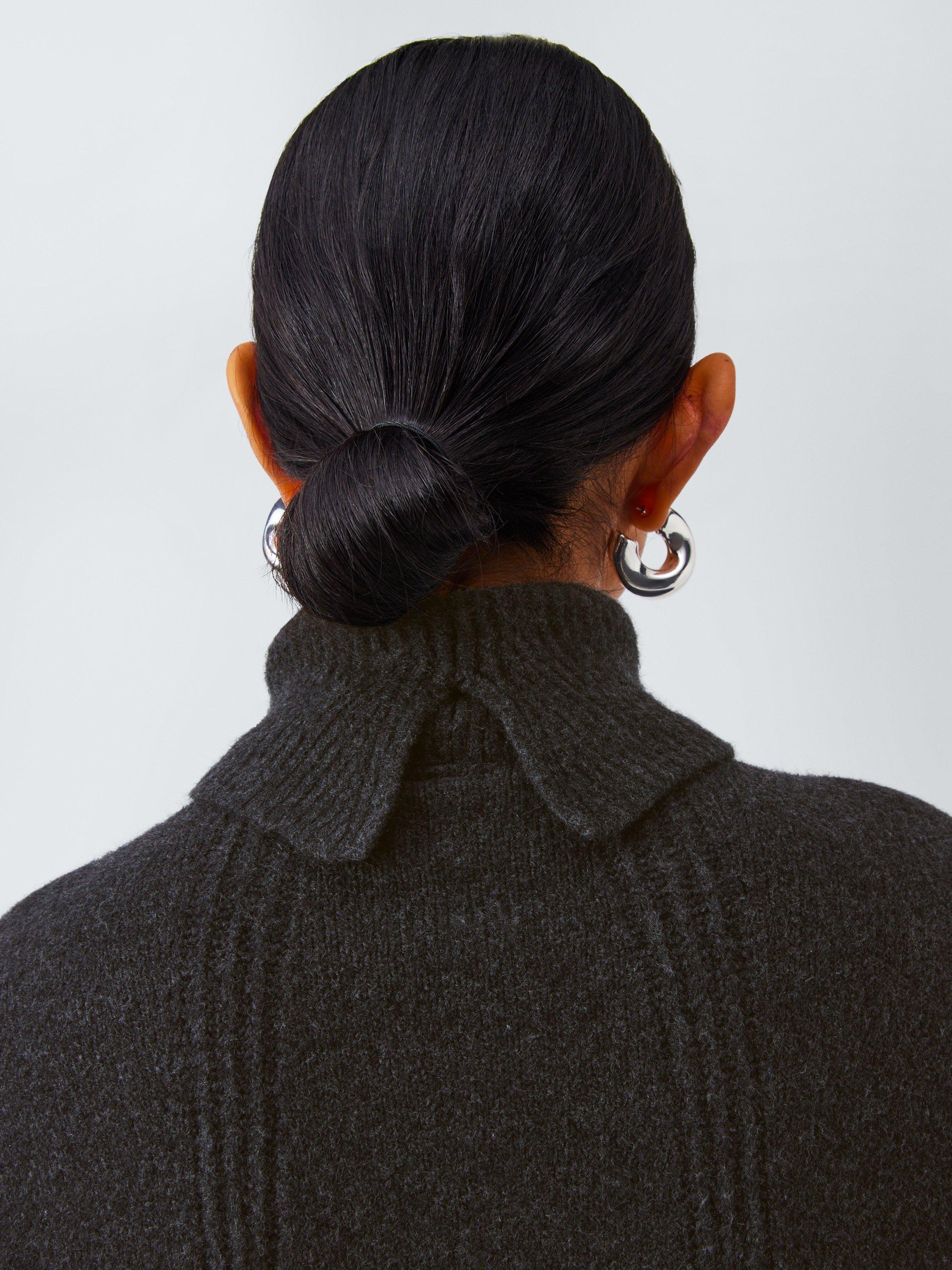 Product image 7 of 7, which shows John Lewis Cashmere Split Roll Neck Detail Jumper, Charcoal, S