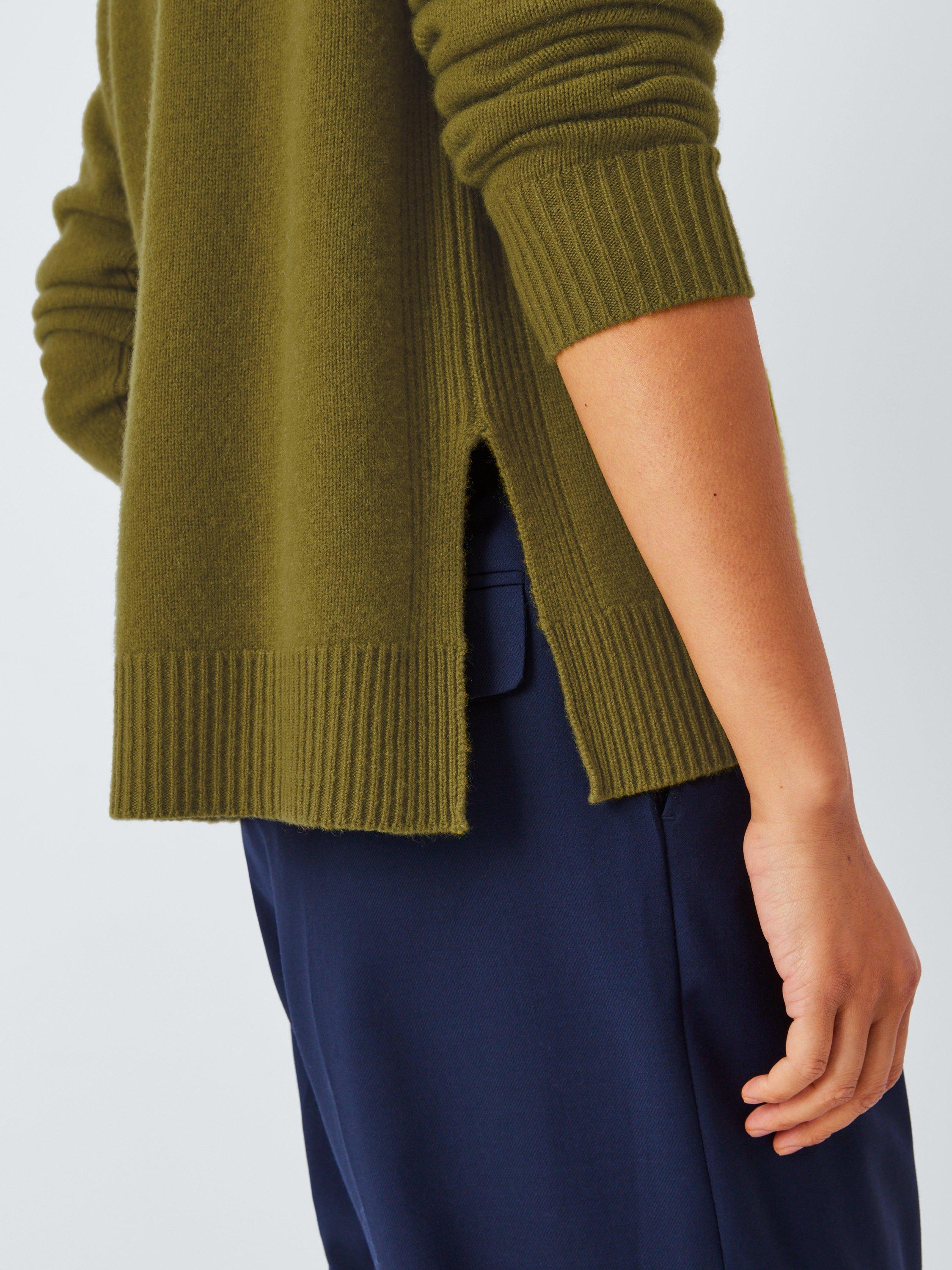 Product image 7 of 7, which shows John Lewis Cashmere Split Roll Neck Detail Jumper, Olive, S