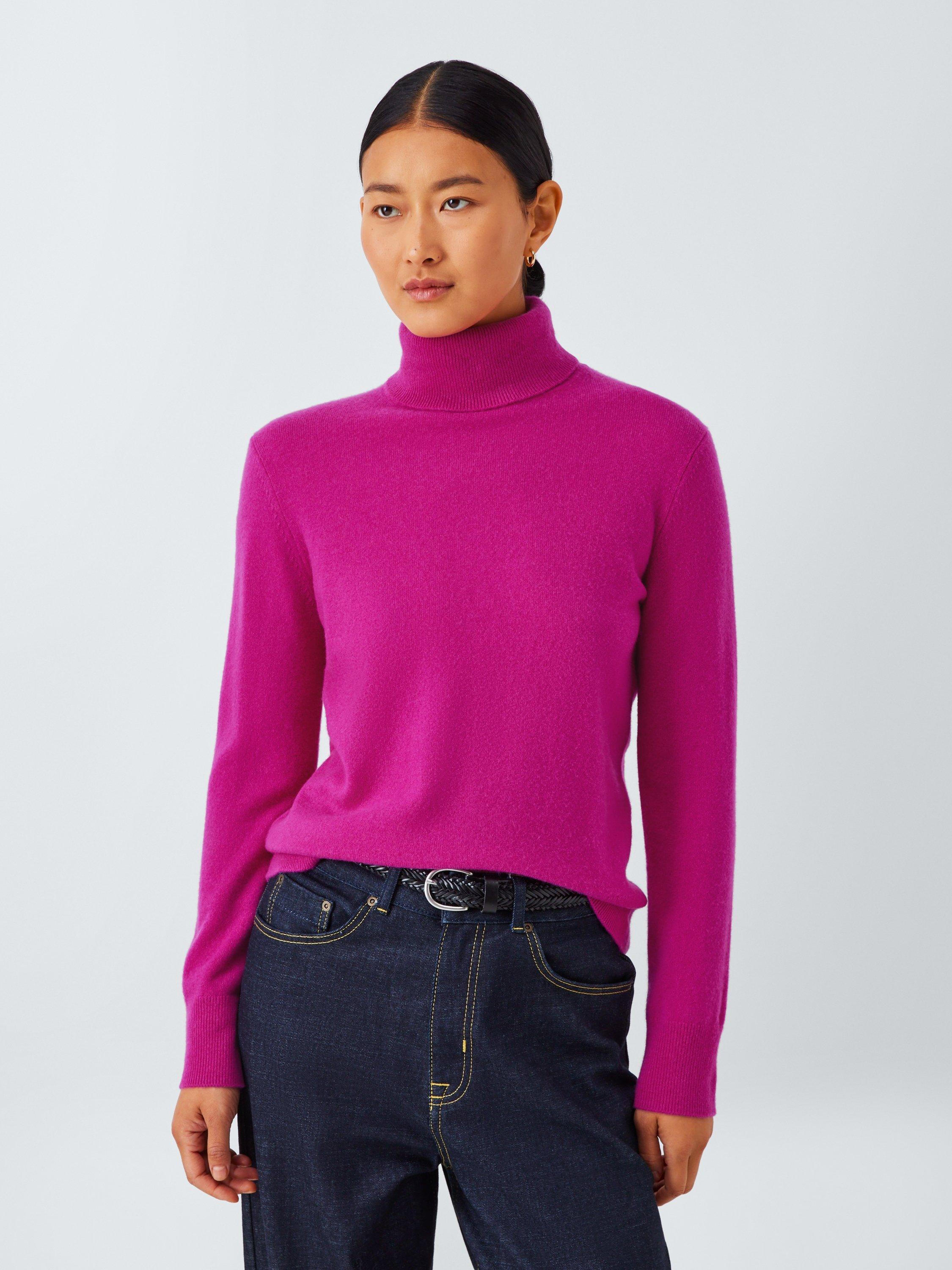 Product image 1 of 7, which shows John Lewis Roll Neck Cashmere Jumper, Pink, 8